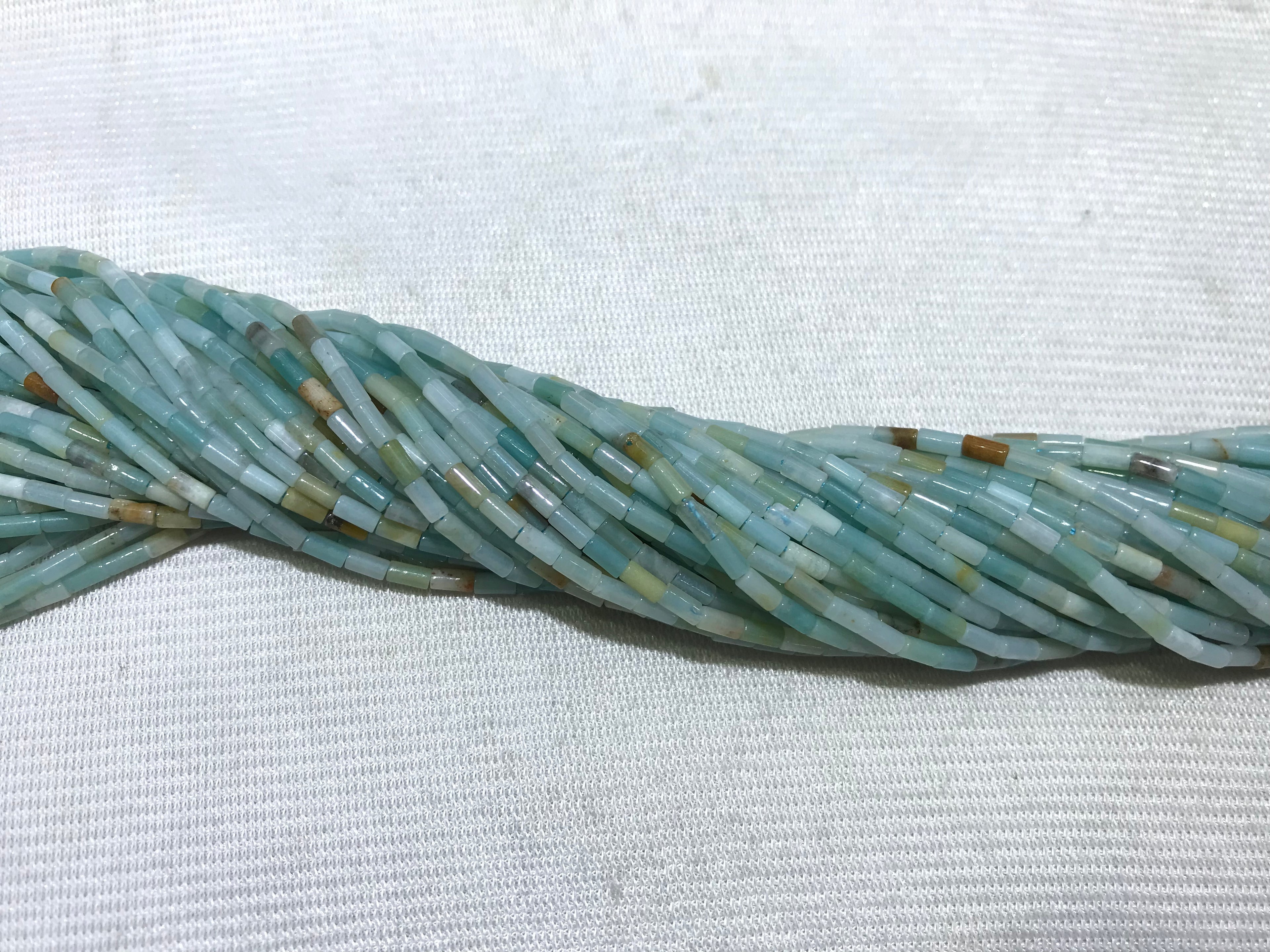 Flower Amazonite 2x4mm Column Gemstone Loose Tube Beads 15 inches
