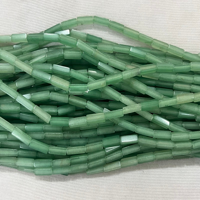 Green Aventurine 4x13mm Cuboid Gemstone Loose Tube Beads 15 inches