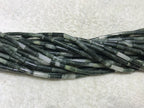 Green Rabbit Hair Jasper 4x13mm Column Gemstone Loose Tube Beads 15 inches
