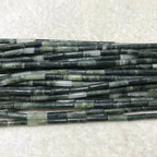 Green Rabbit Hair Jasper 4x13mm Column Gemstone Loose Tube Beads 15 inches