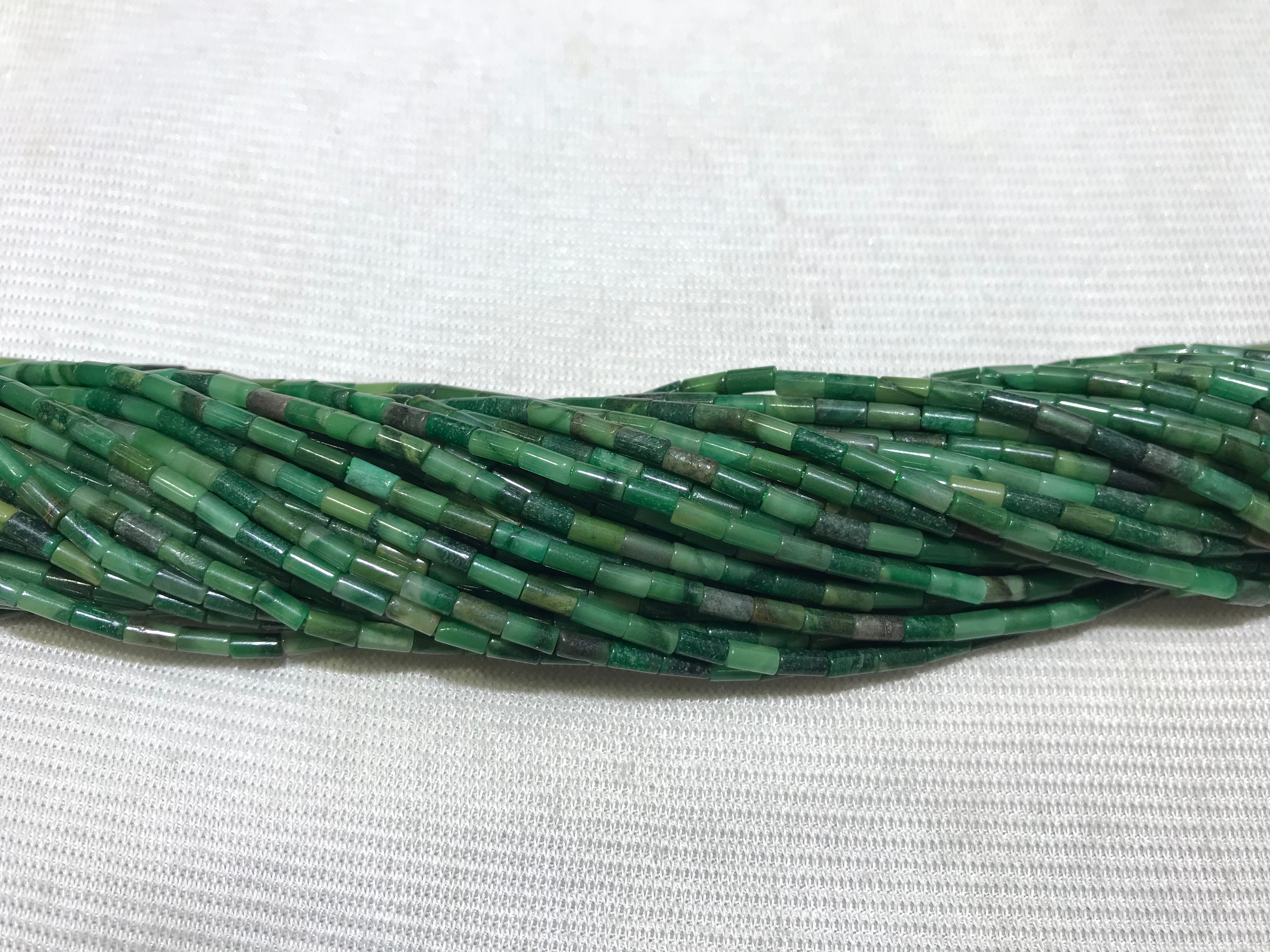 Africa Green Jade 2x4mm Column Gemstone Loose Tube Beads 15 inches