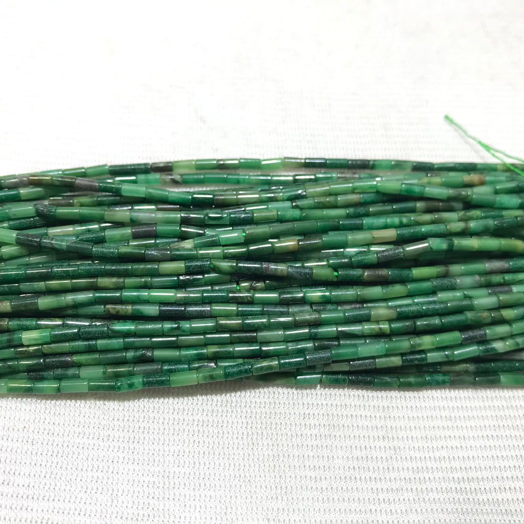 Africa Green Jade 2x4mm Column Gemstone Loose Tube Beads 15 inches