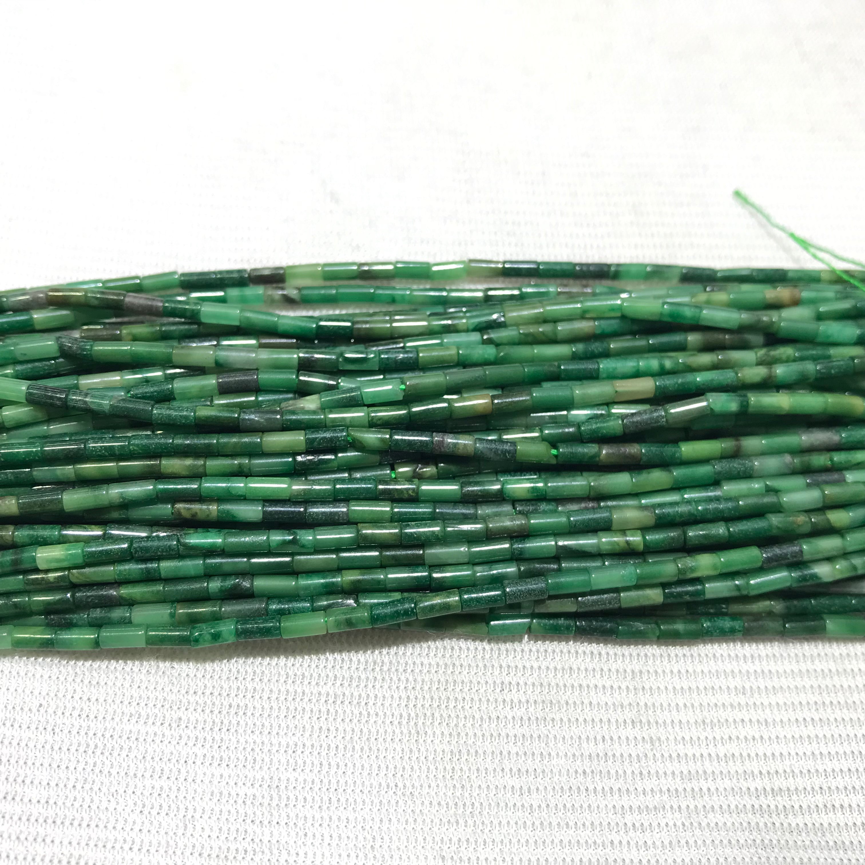 Africa Green Jade 2x4mm Column Gemstone Loose Tube Beads 15 inches
