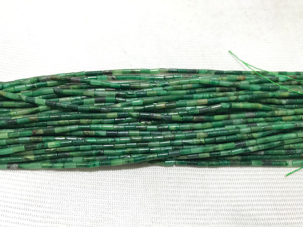 Africa Green Jade 2x4mm Column Gemstone Loose Tube Beads 15 inches