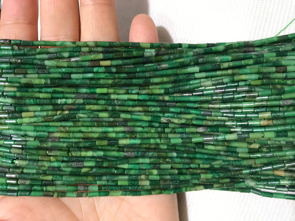 Africa Green Jade 2x4mm Column Gemstone Loose Tube Beads 15 inches