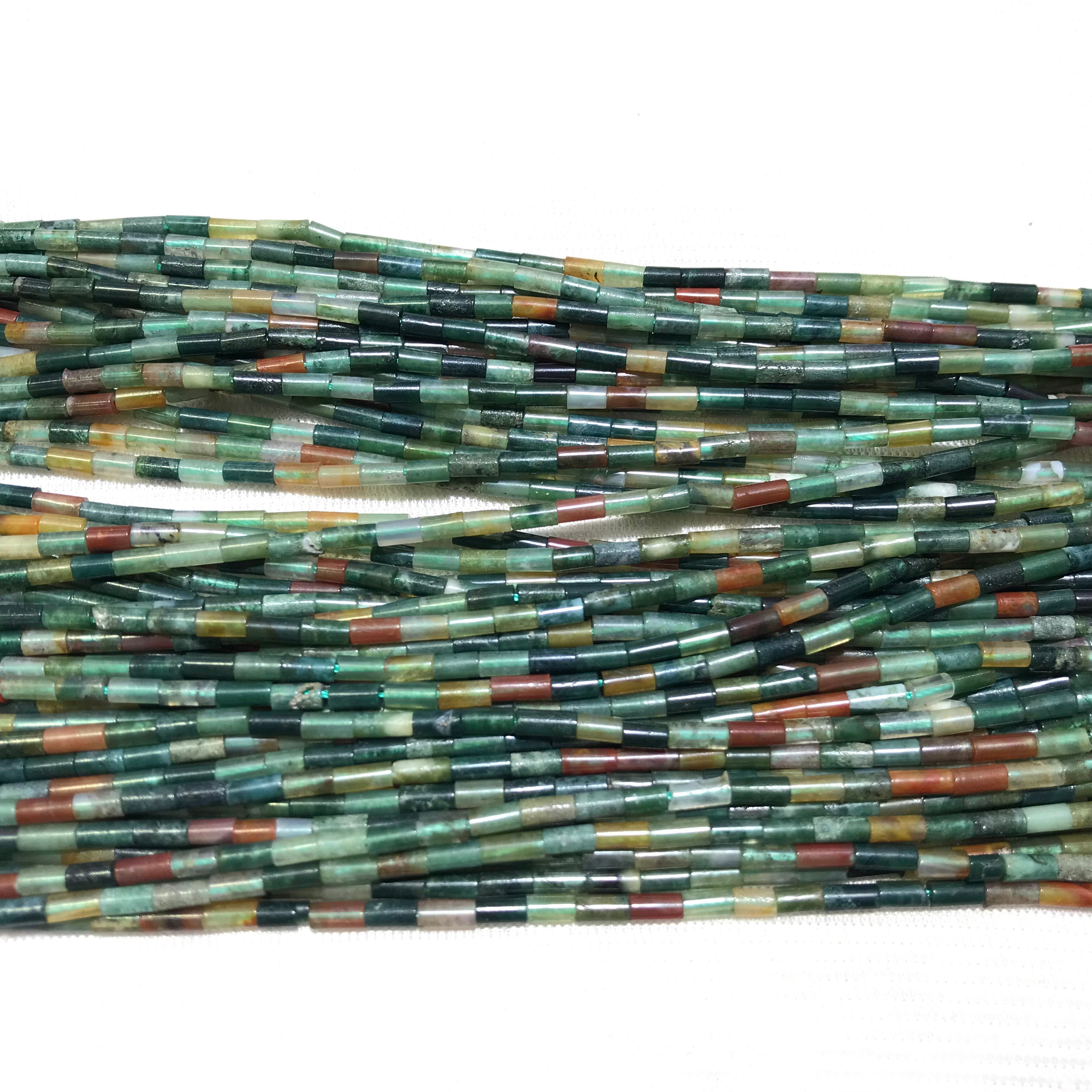 India Agate 2x4mm Column Gemstone Loose Tube Beads 15 inches