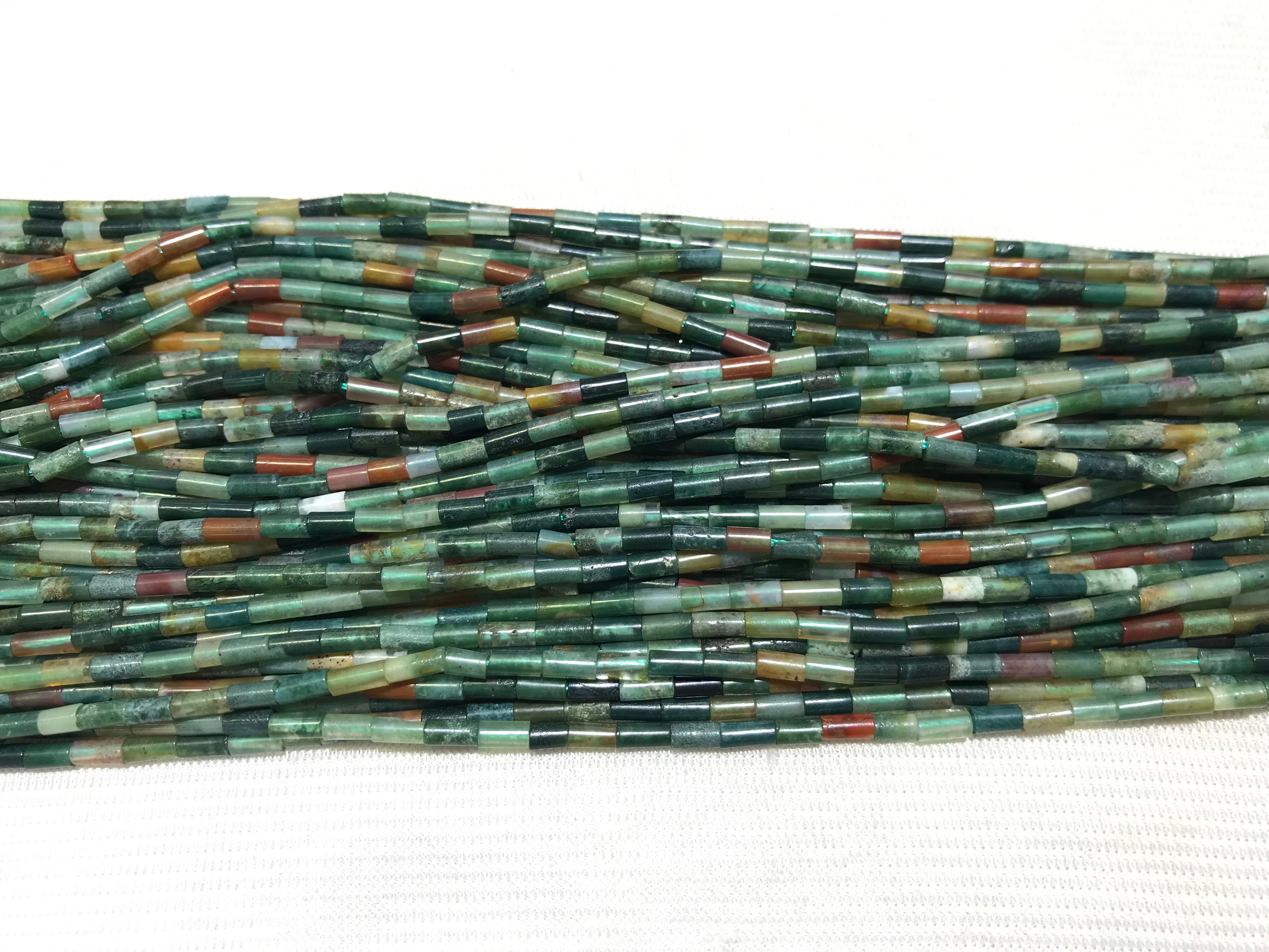 India Agate 2x4mm Column Gemstone Loose Tube Beads 15 inches