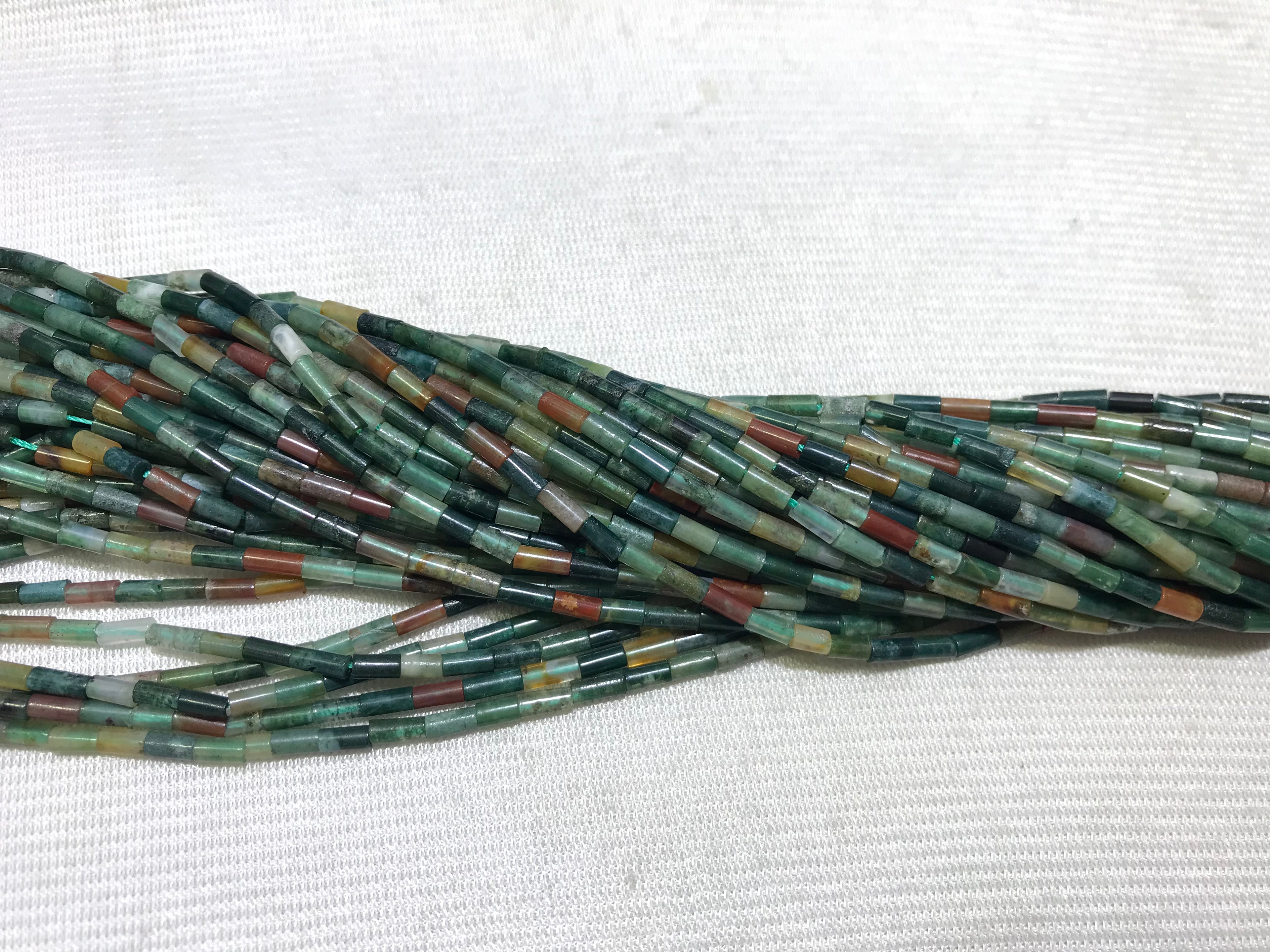 India Agate 2x4mm Column Gemstone Loose Tube Beads 15 inches
