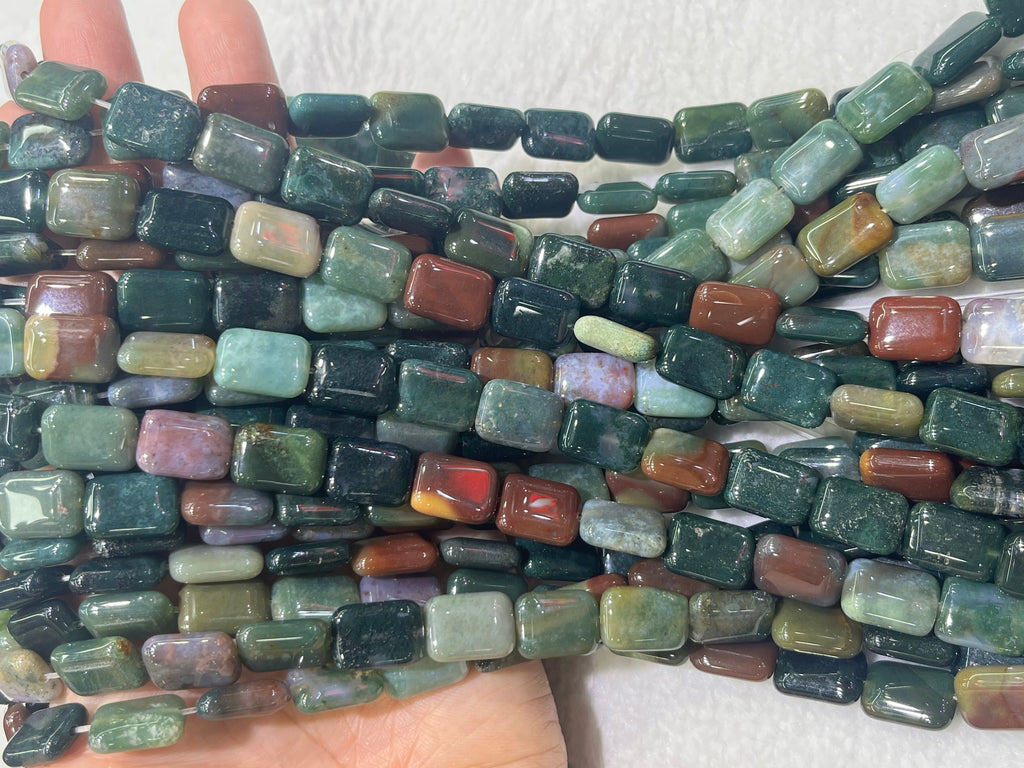 India Agate 10x14mm Rectangle Gemstone Loose Beads 15 inches
