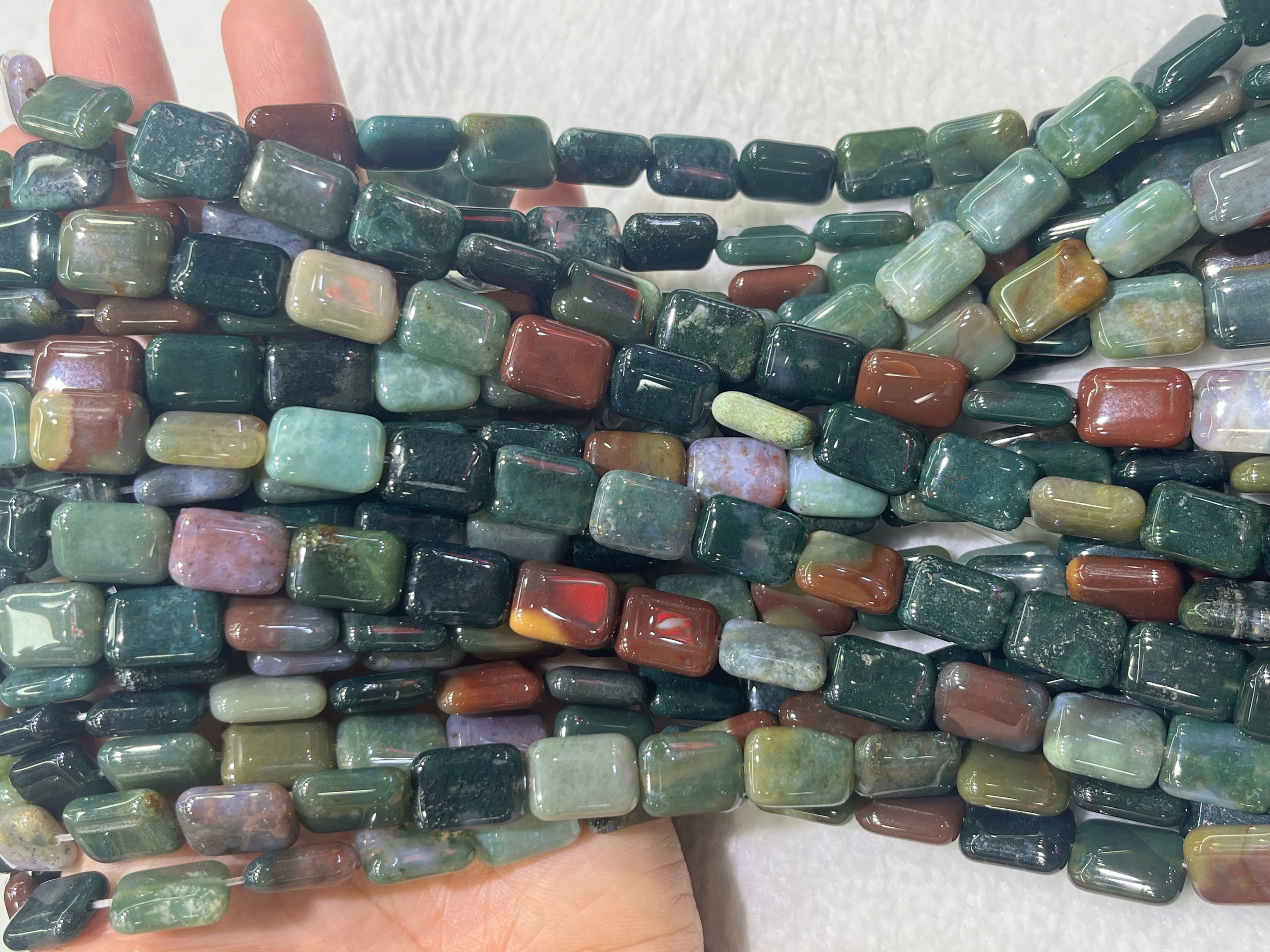 India Agate 10x14mm Rectangle Gemstone Loose Beads 15 inches