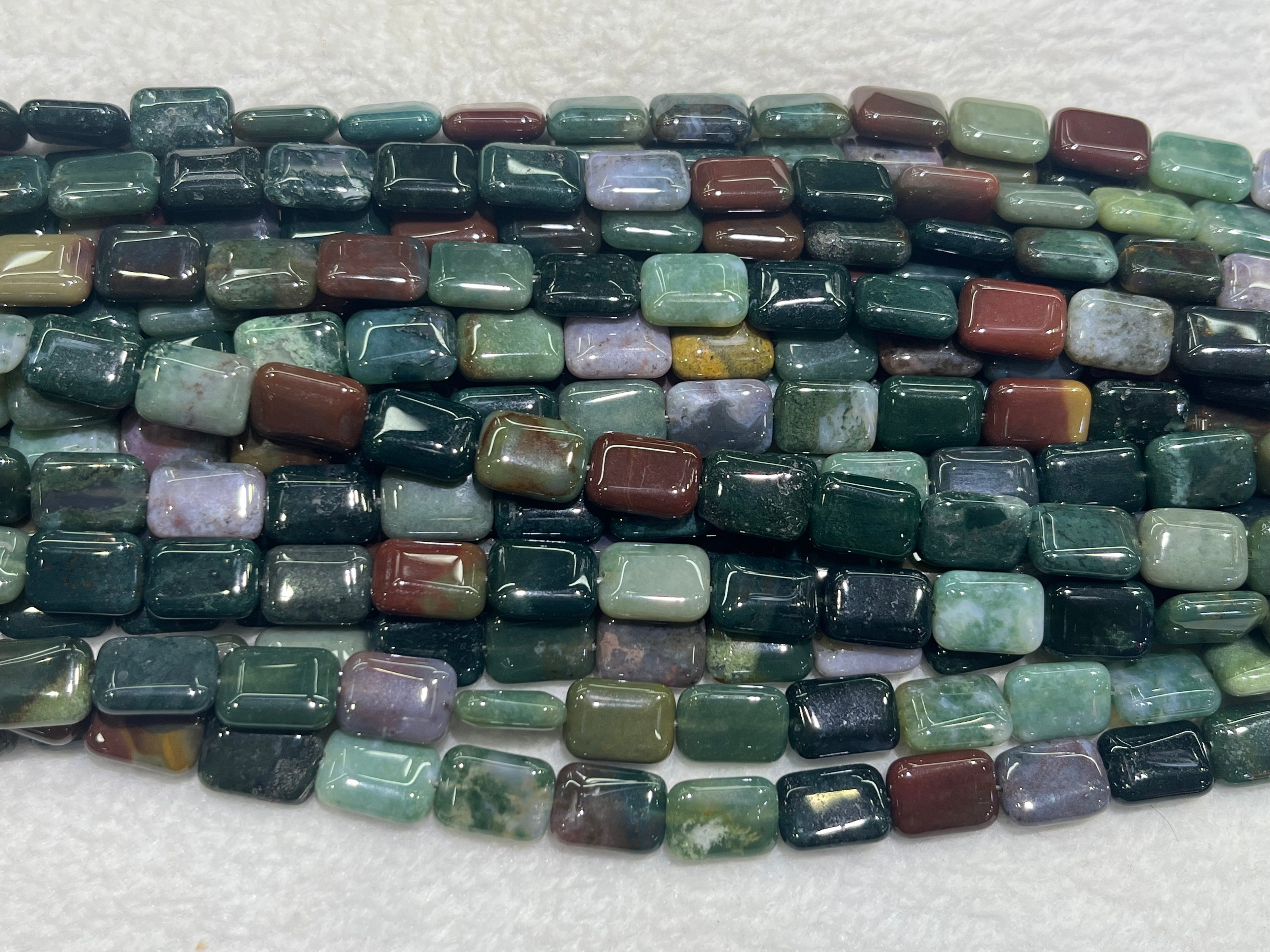 India Agate 10x14mm Rectangle Gemstone Loose Beads 15 inches