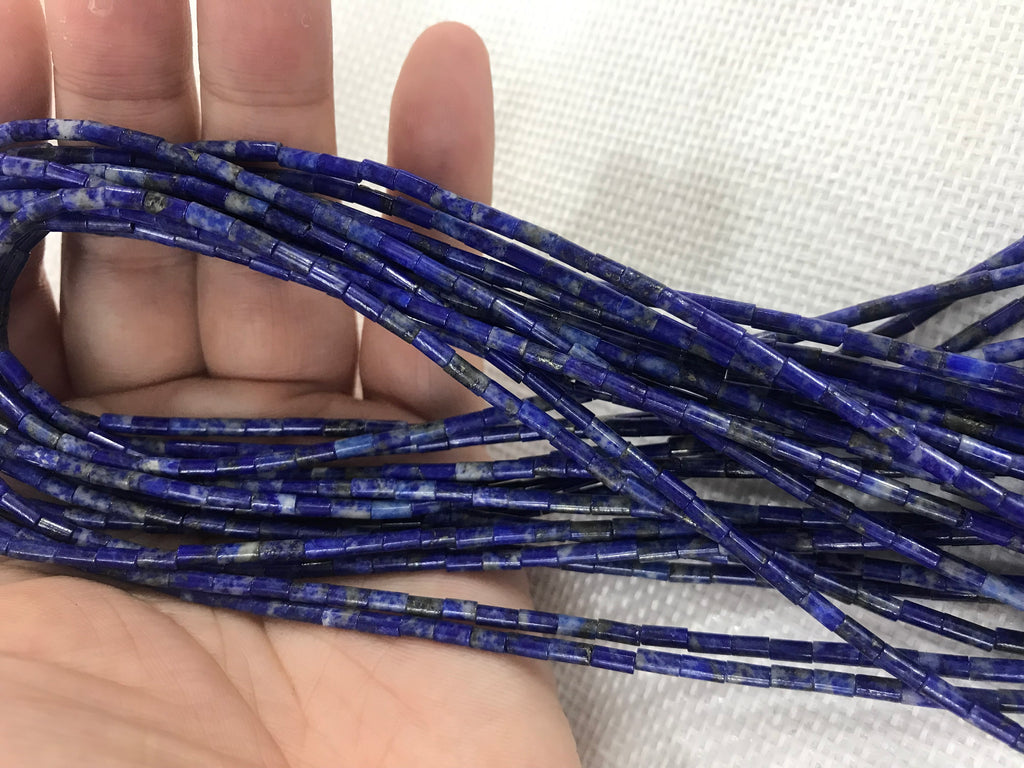 Blue Lapis Lazuli 2x4mm Column Gemstone Loose Tube Beads 15 inches Strand Materials For Jewelry Bracelet Necklace Handmaking Wholesale