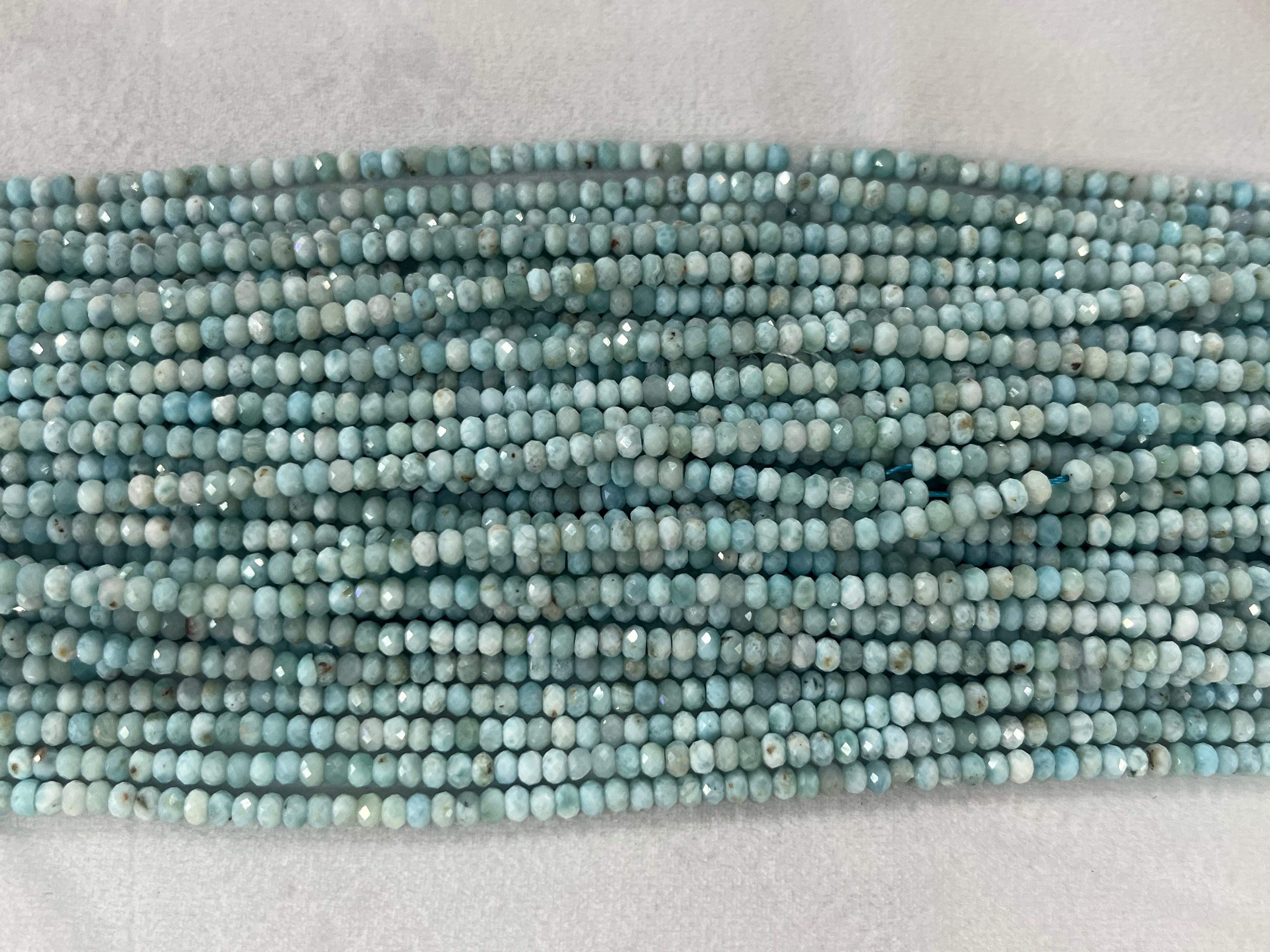 Faceted Larimar 2X3mm Rondelle Cut  Gemstone Loose Beads 15 inches