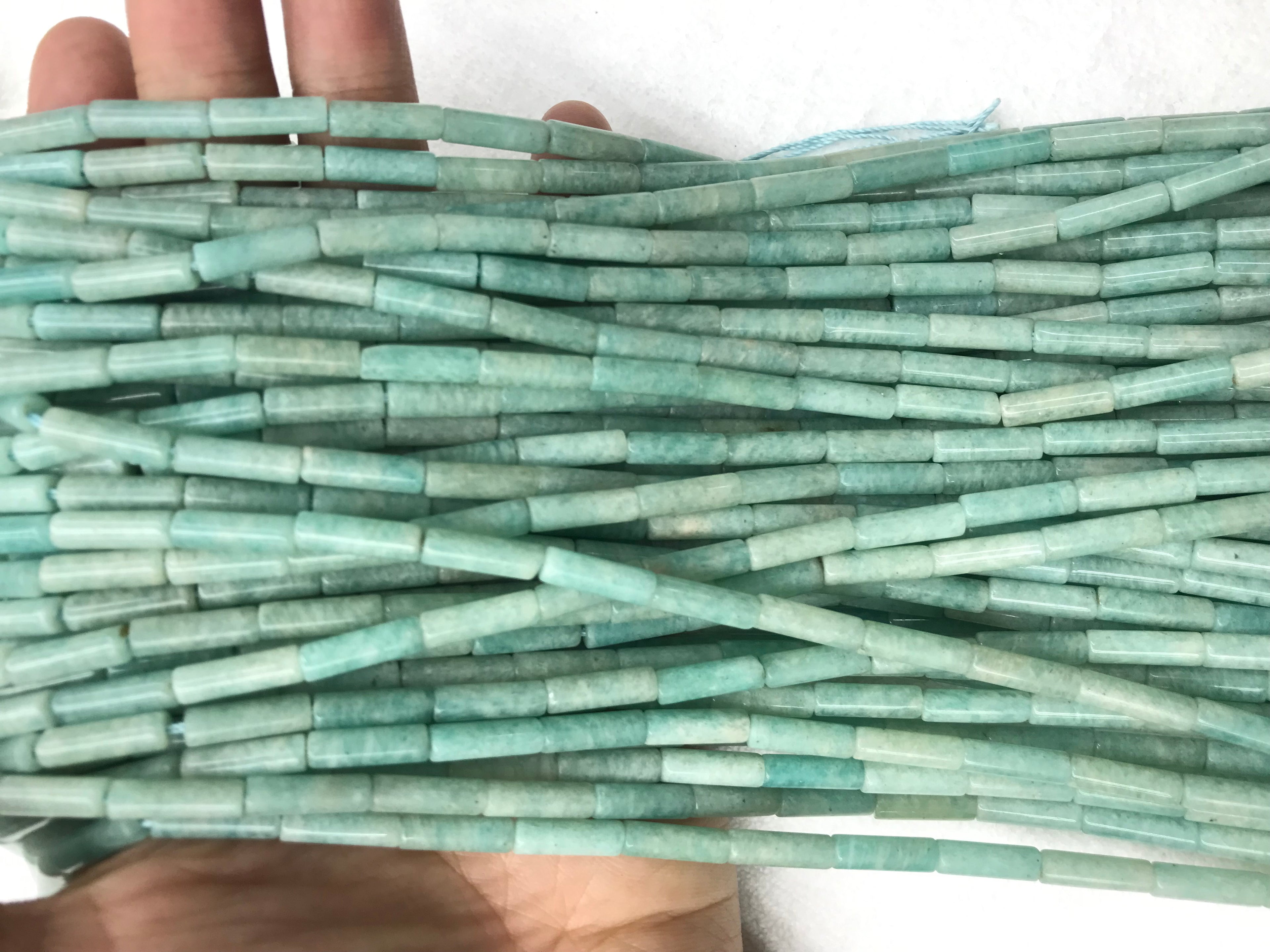 Light Green Amazonite 4x13mm Column Gemstone Loose Tube Beads 15 inches Strand Materials For Jewelry Bracelet Necklace Handmaking Wholesale