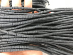 Matte Black Jasper 2x4mm Heishi Gemstone Loose Beads 15 inches
