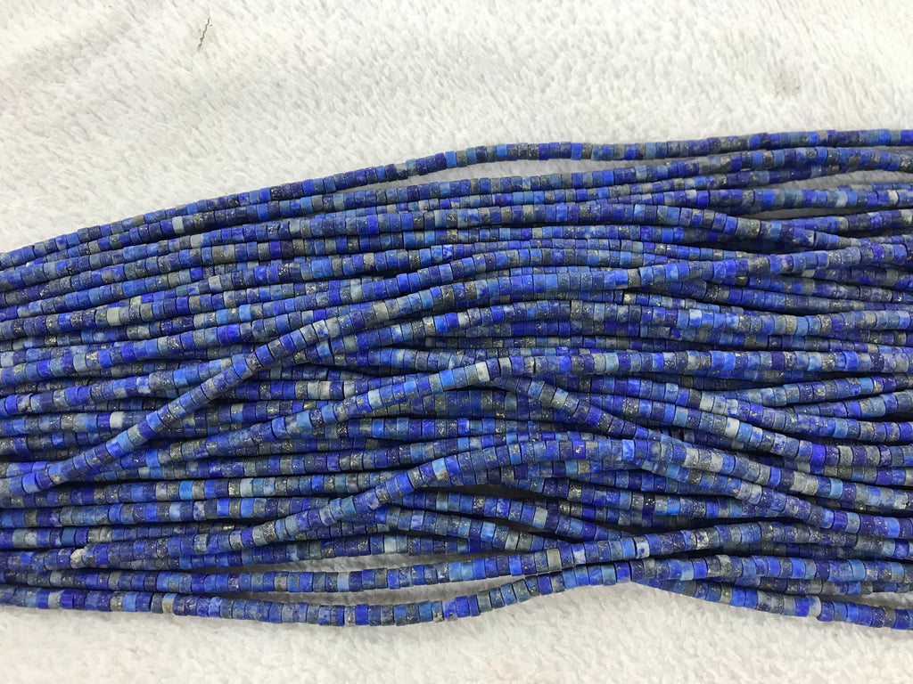 Matte Blue Lapis Lazuli 2x4mm Heishi Gemstone Loose Beads 15 inches