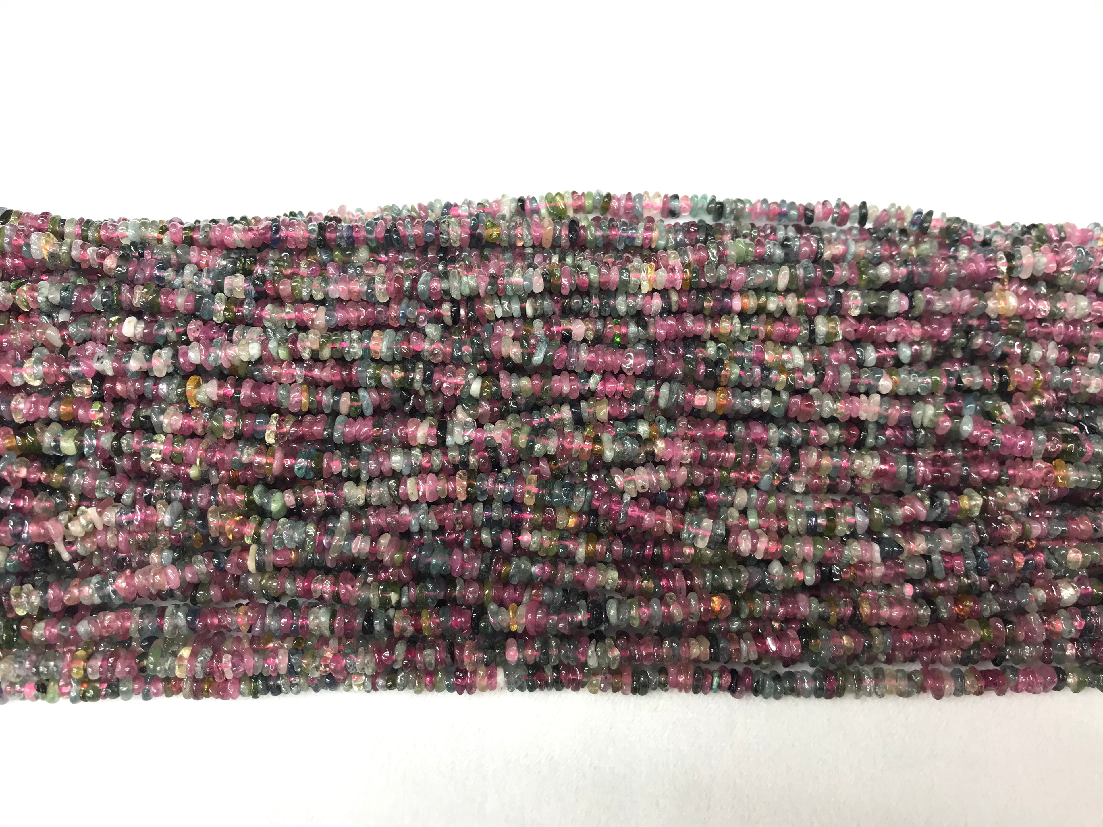 Multicolour Tourmaline 3-5mm Chips Gemstone Loose Beads 16 inches