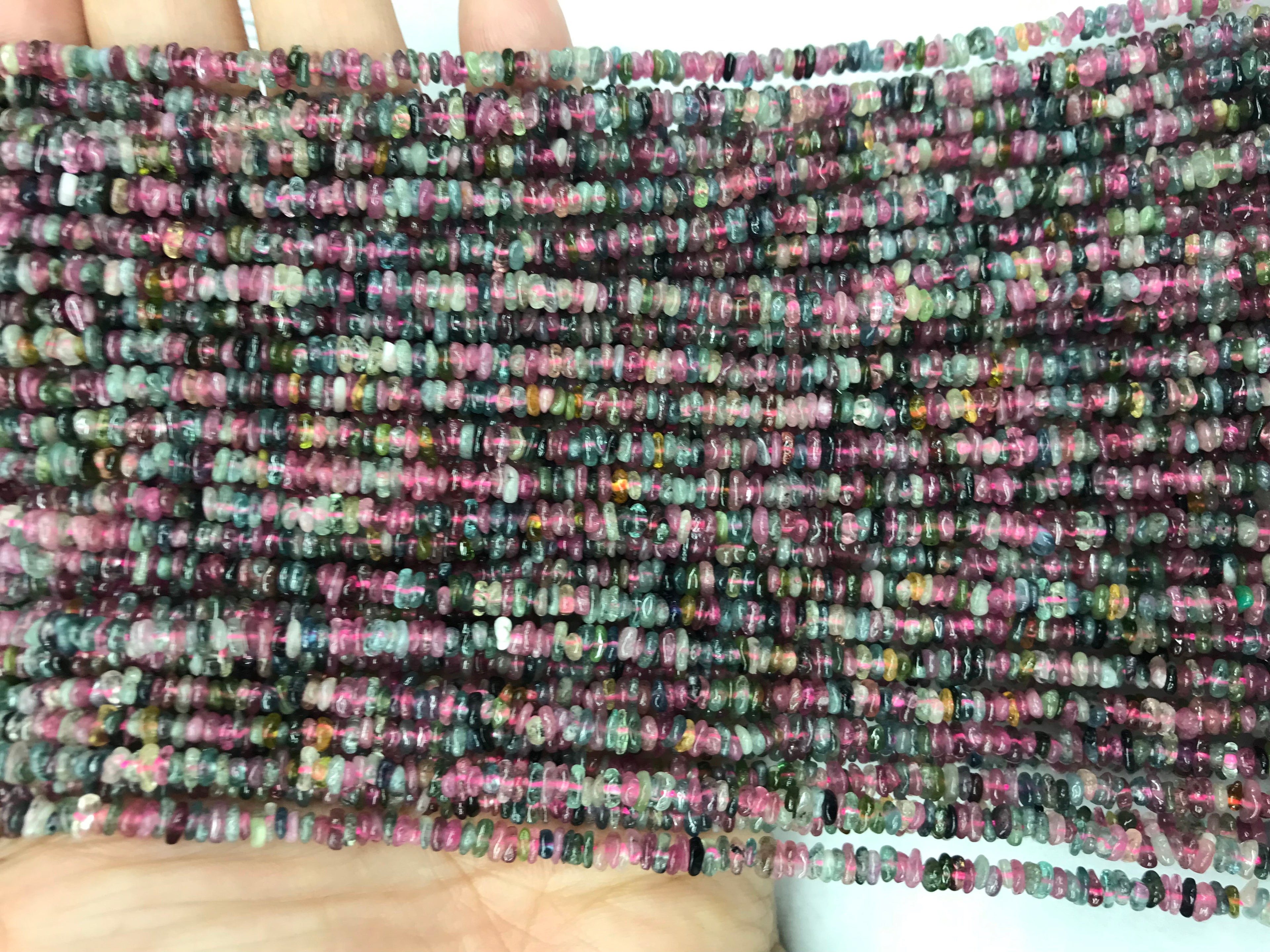 Multicolour Tourmaline 3-5mm Chips Gemstone Loose Beads 16 inches