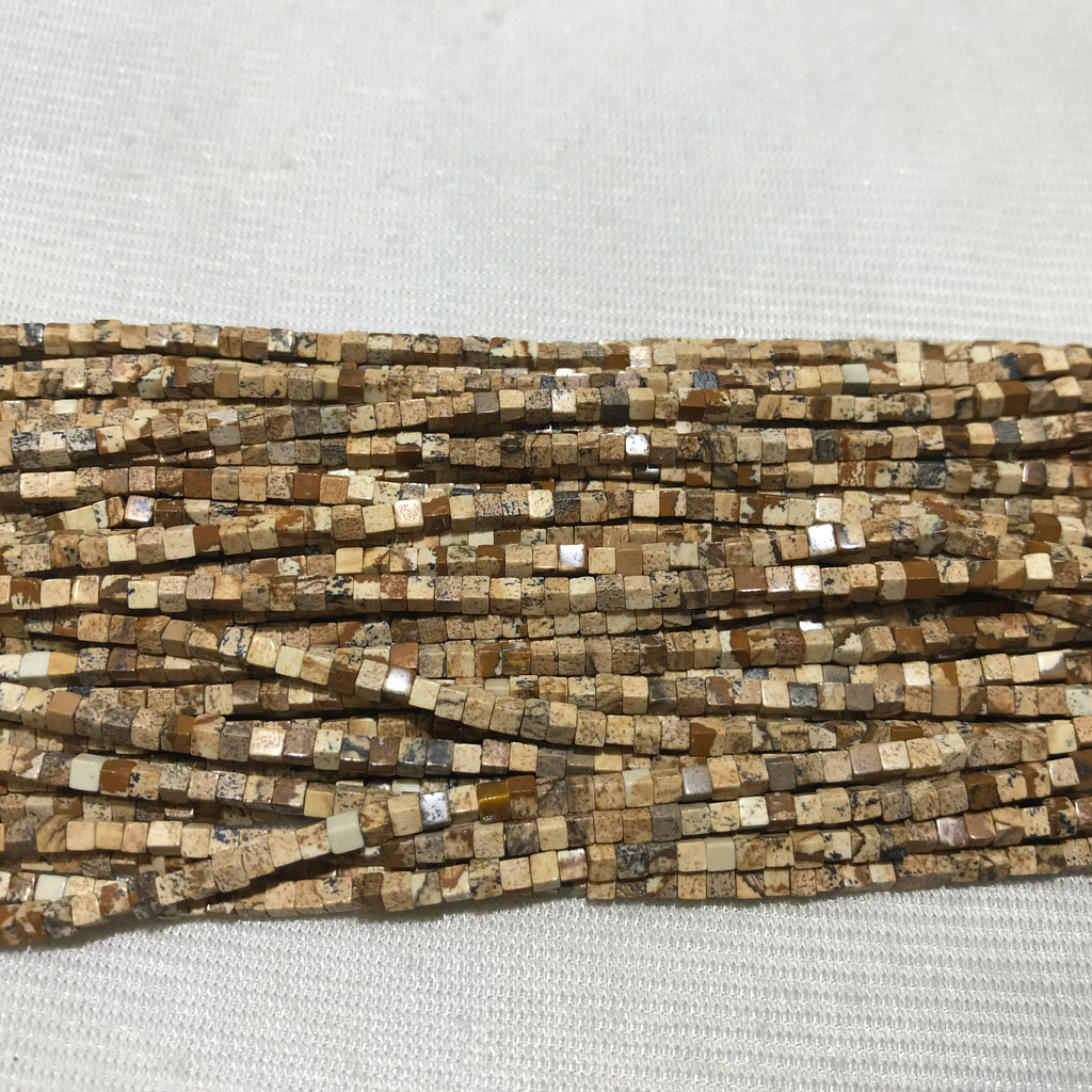 Picture Landscape Jasper 2-2.5mm Cube Gemstone Loose Beads 15 Inch Strand for Jewelry Making — DIY Bracelet Necklace Supplies for Beaders, Crafters  & Wholesale Buyers