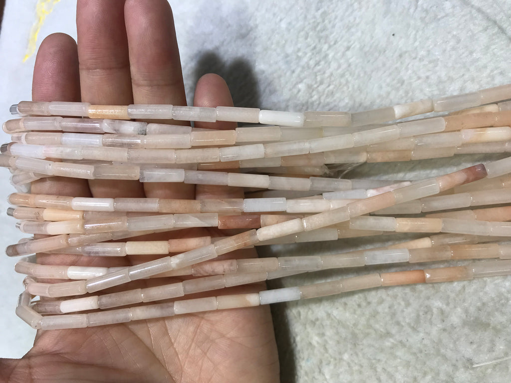 Pink Aventurine 4x13mm Column Gemstone Loose Tube Beads 15 inches
