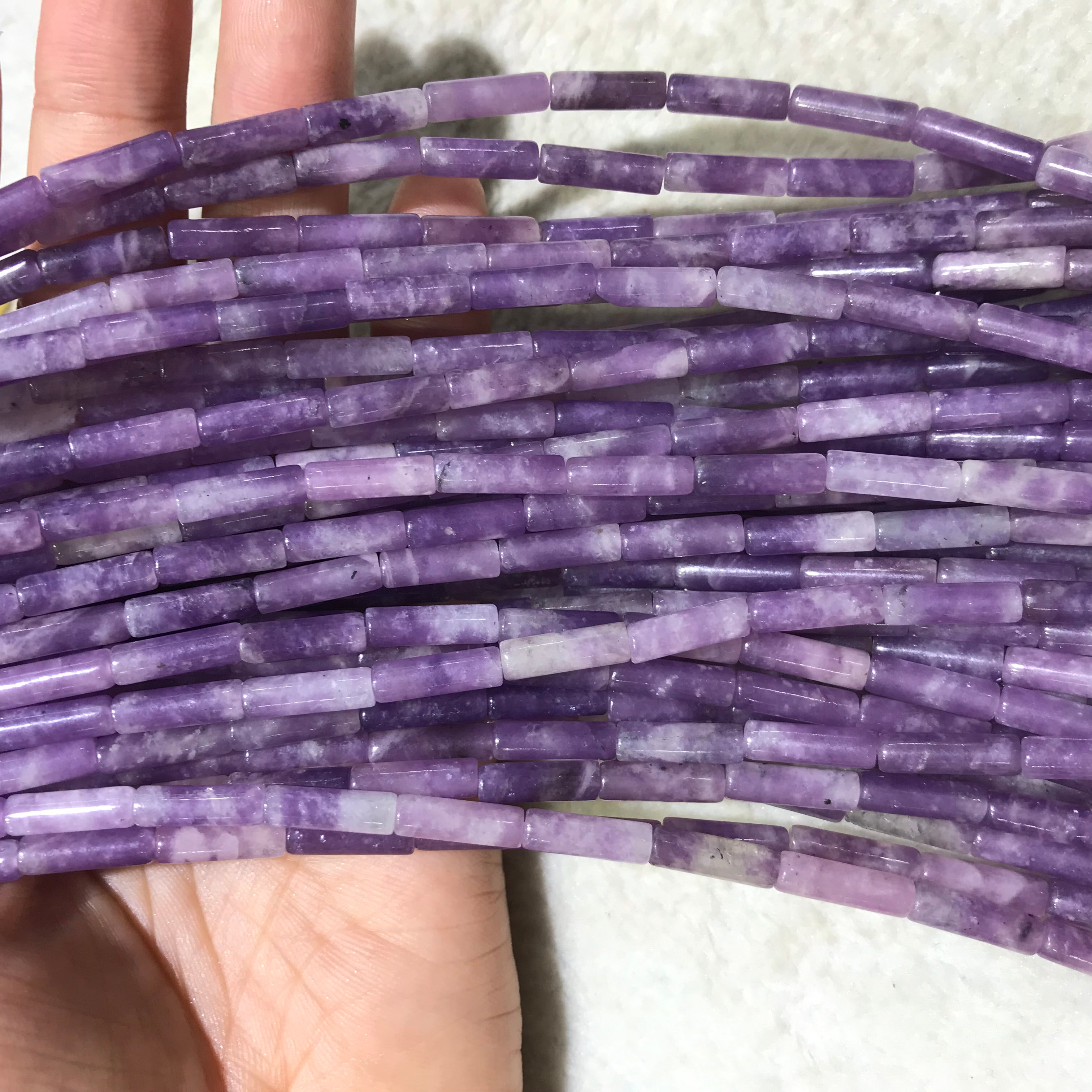Purple Lalic Jasper 4x13mm Column Gemstone Loose Tube Beads 15 inches