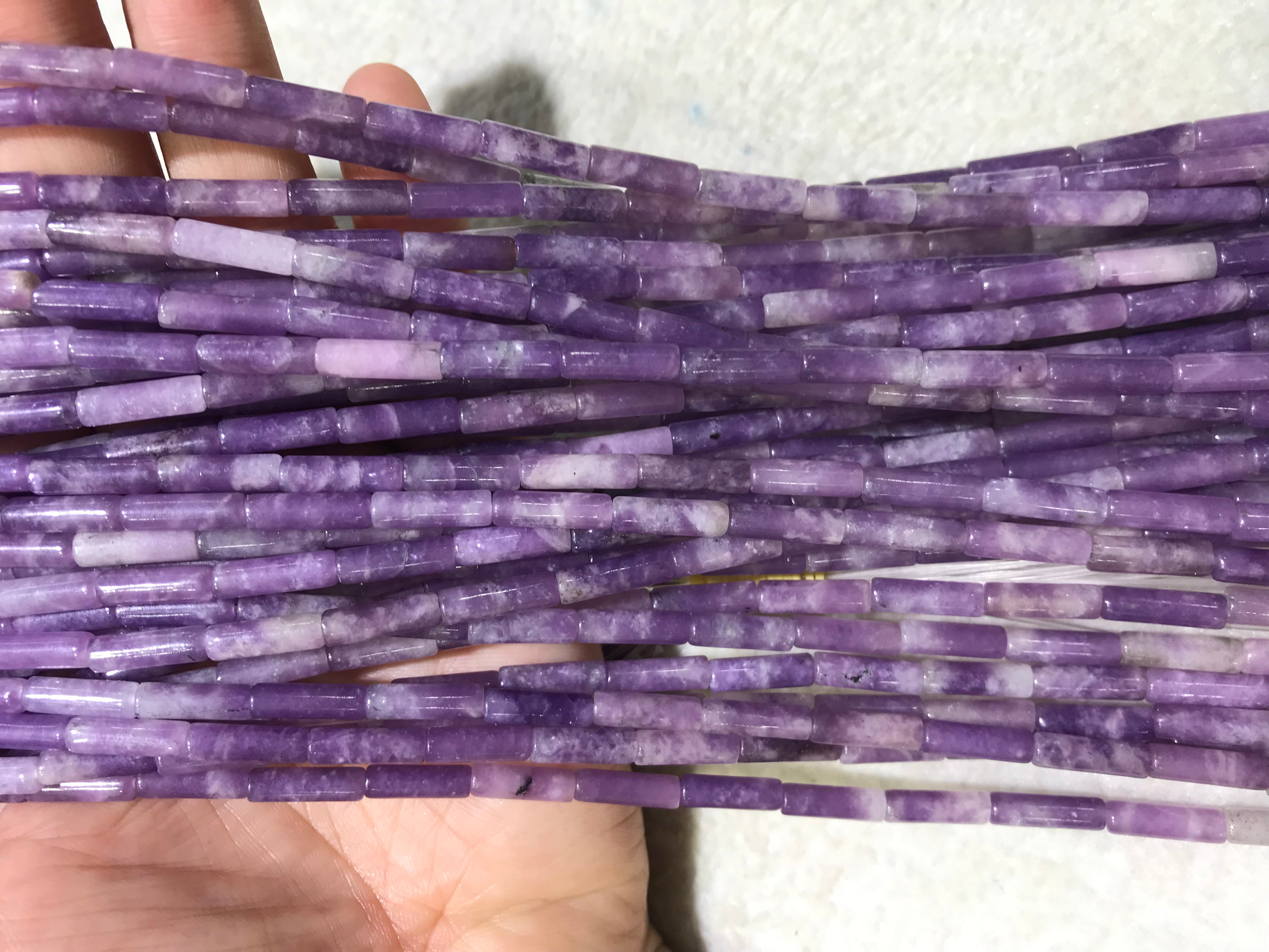 Purple Lalic Jasper 4x13mm Column Gemstone Loose Tube Beads 15 inches