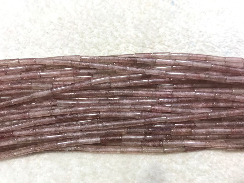Red Strawberry Quartz 4x13mm Column Gemstone Loose Tube Beads 15 inches