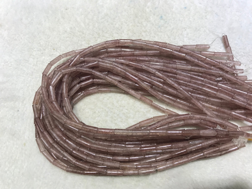 Red Strawberry Quartz 4x13mm Column Gemstone Loose Tube Beads 15 inches