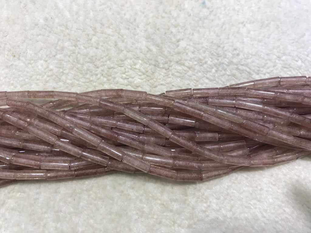 Red Strawberry Quartz 4x13mm Column Gemstone Loose Tube Beads 15 inches