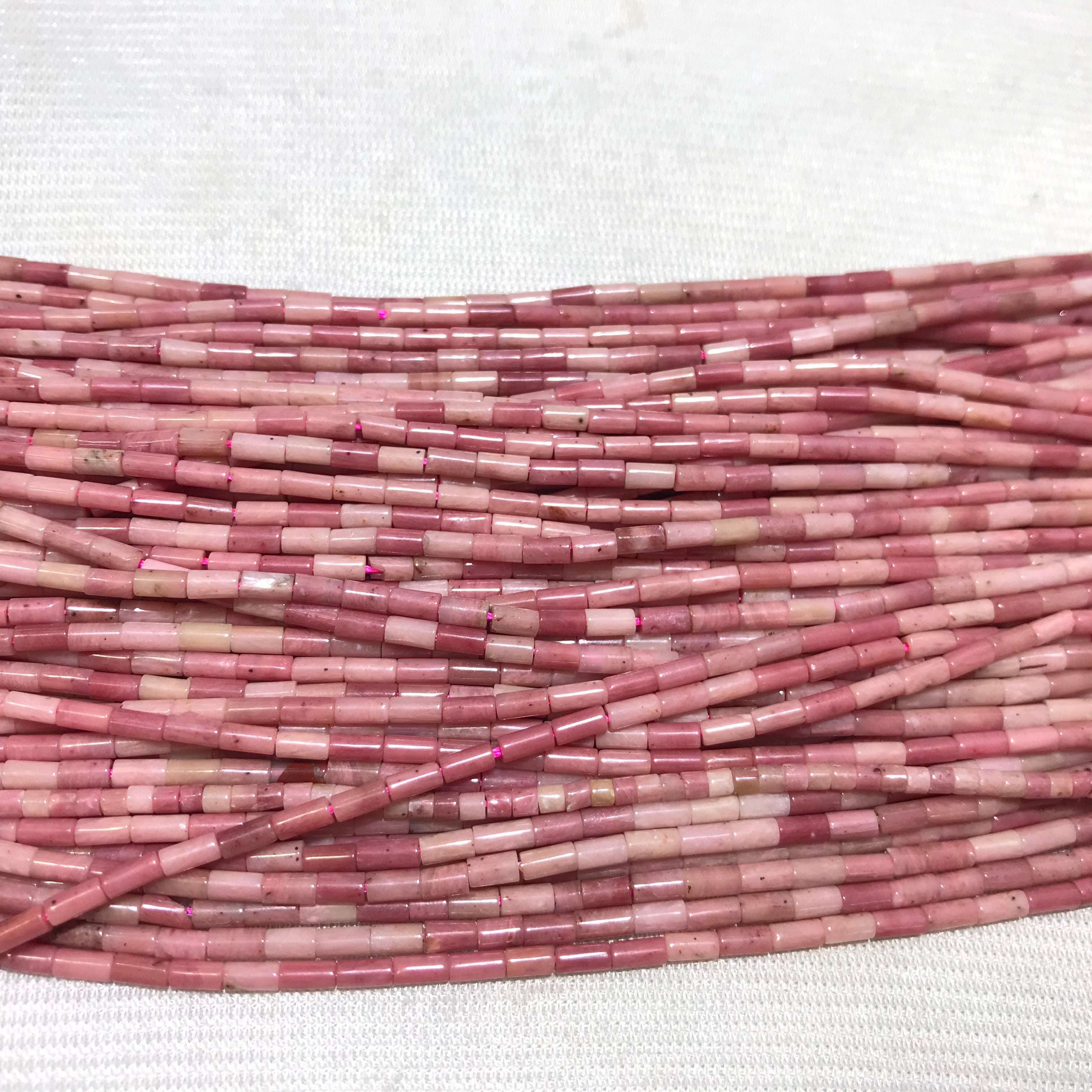 Red Wood Grain Jasper 2x4mm Column Gemstone Loose Tube Beads 15 inches