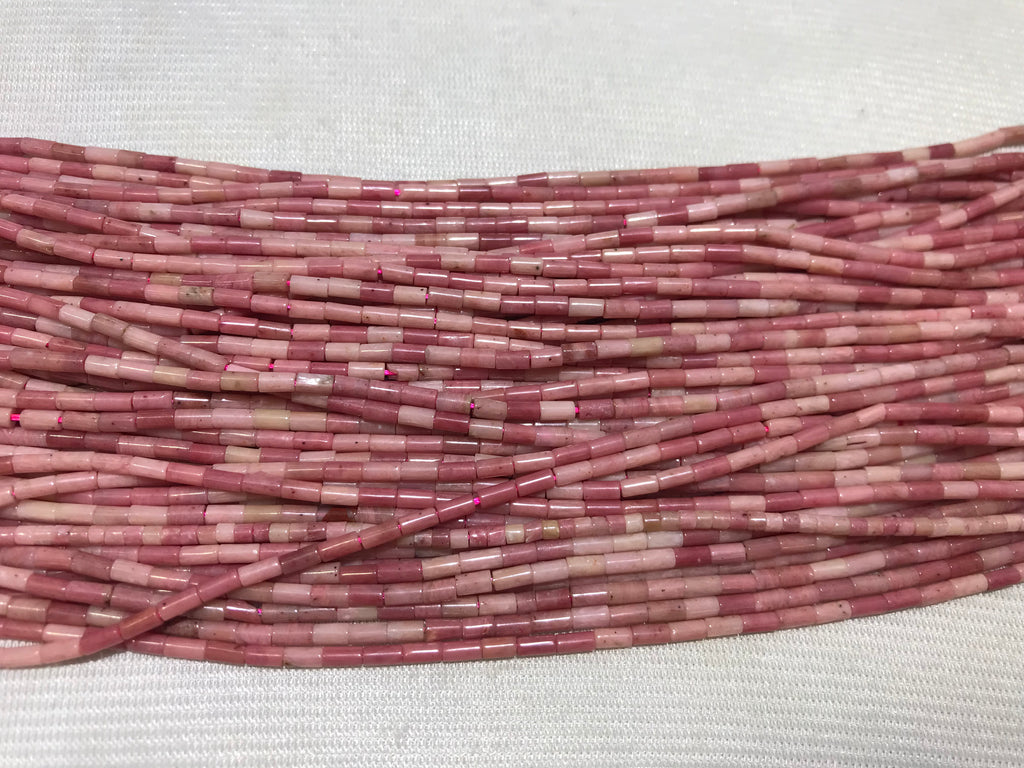 Red Wood Grain Jasper 2x4mm Column Gemstone Loose Tube Beads 15 inches