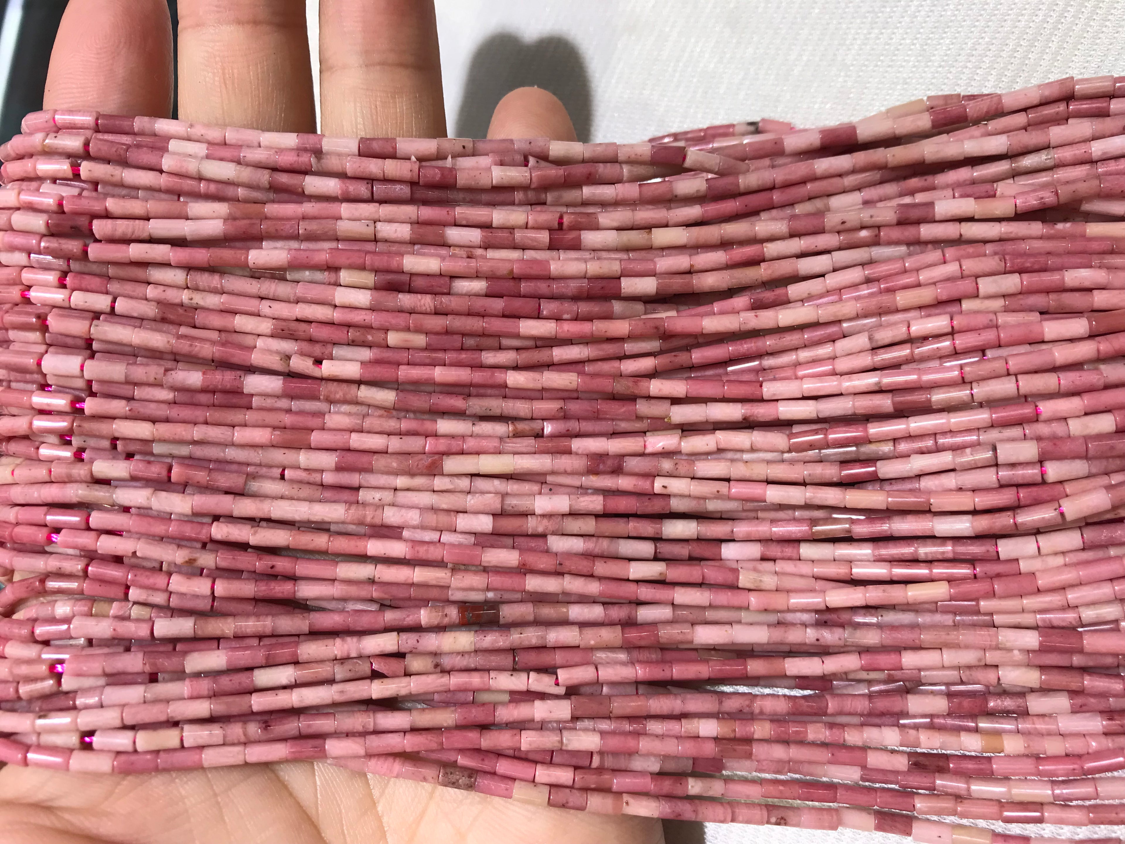 Red Wood Grain Jasper 2x4mm Column Gemstone Loose Tube Beads 15 inches