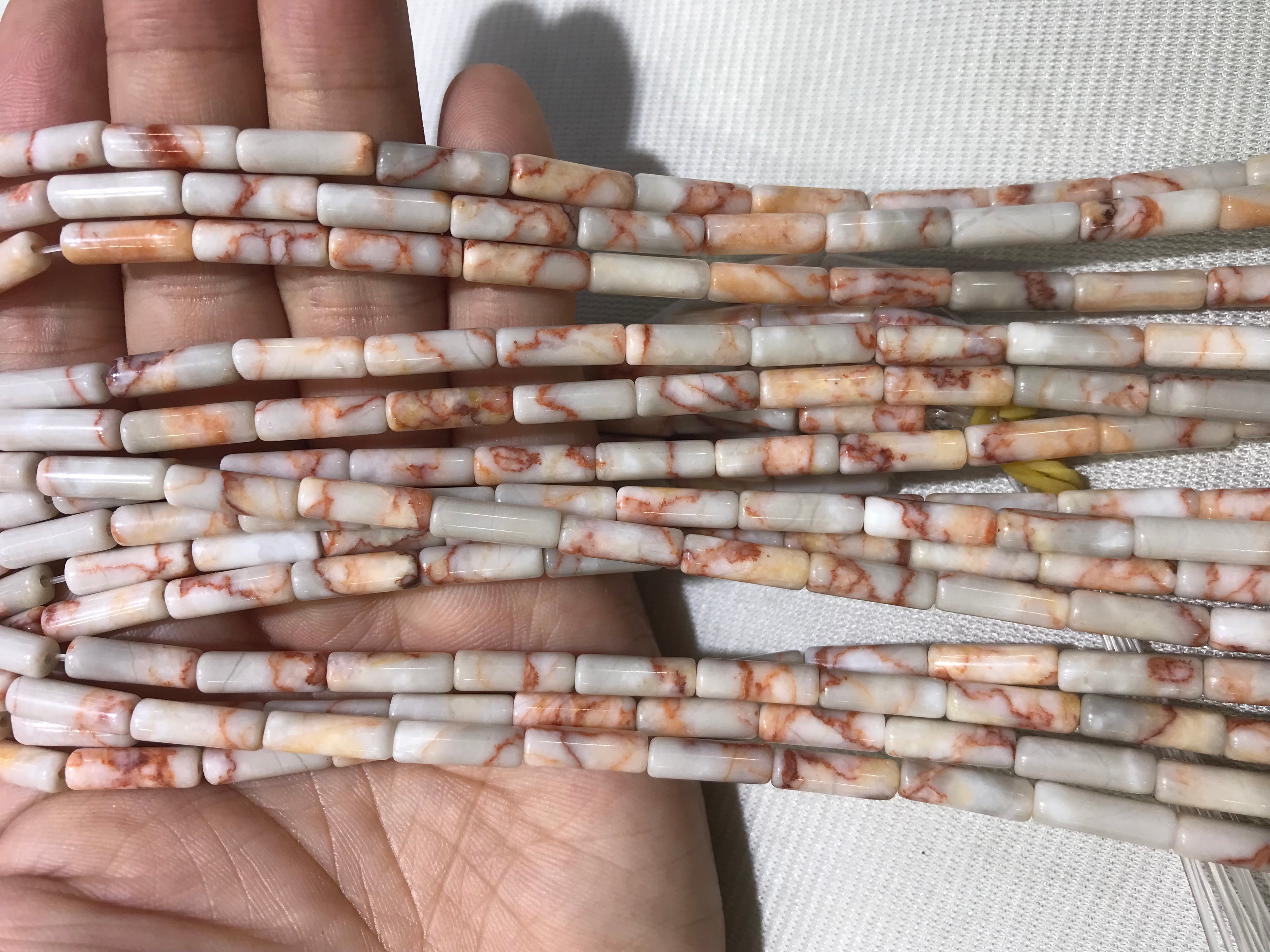 Red Zebra Jasper 4x13mm Column Gemstone Loose Tube Beads 15 inches