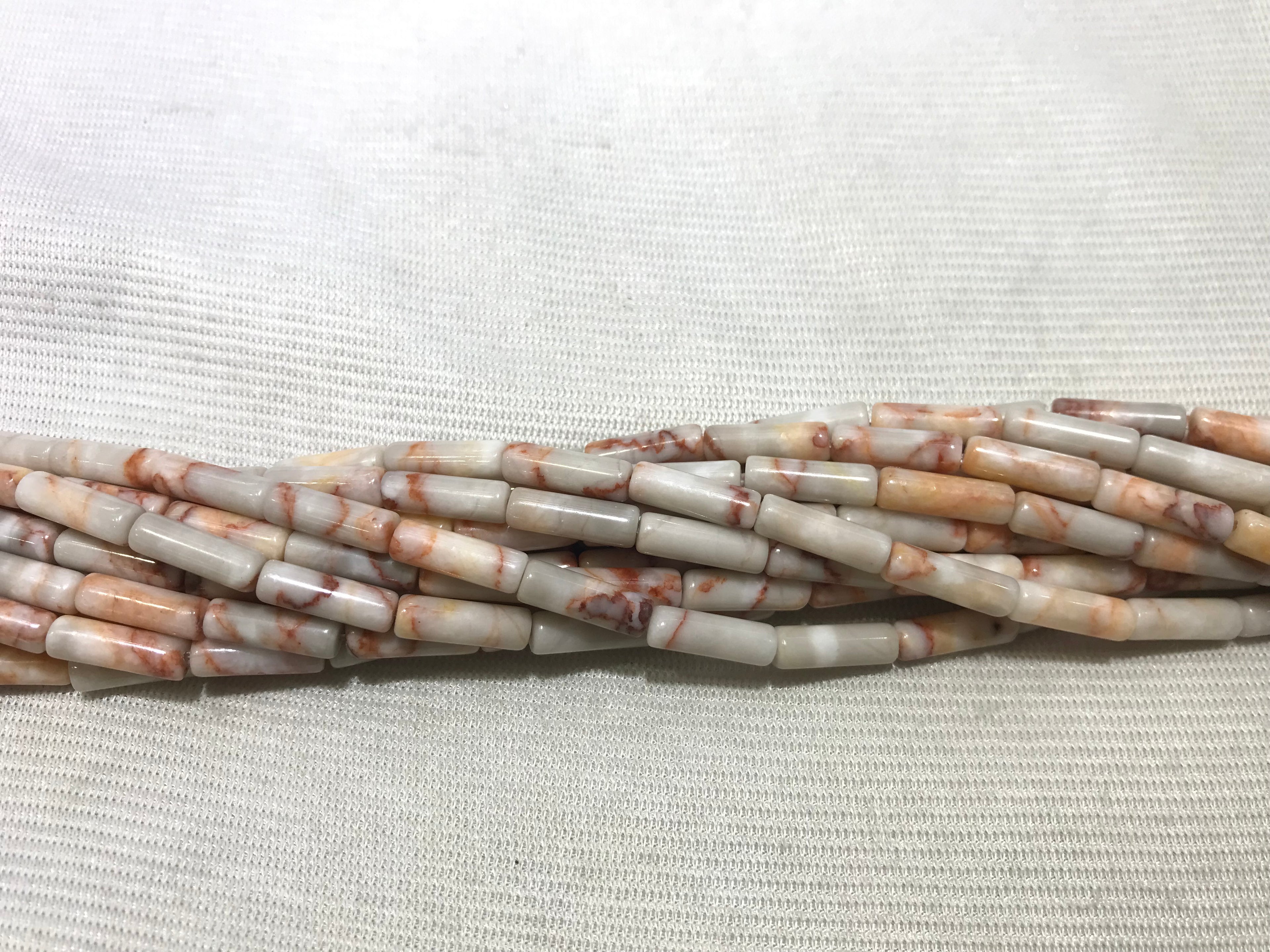 Red Zebra Jasper 4x13mm Column Gemstone Loose Tube Beads 15 inches