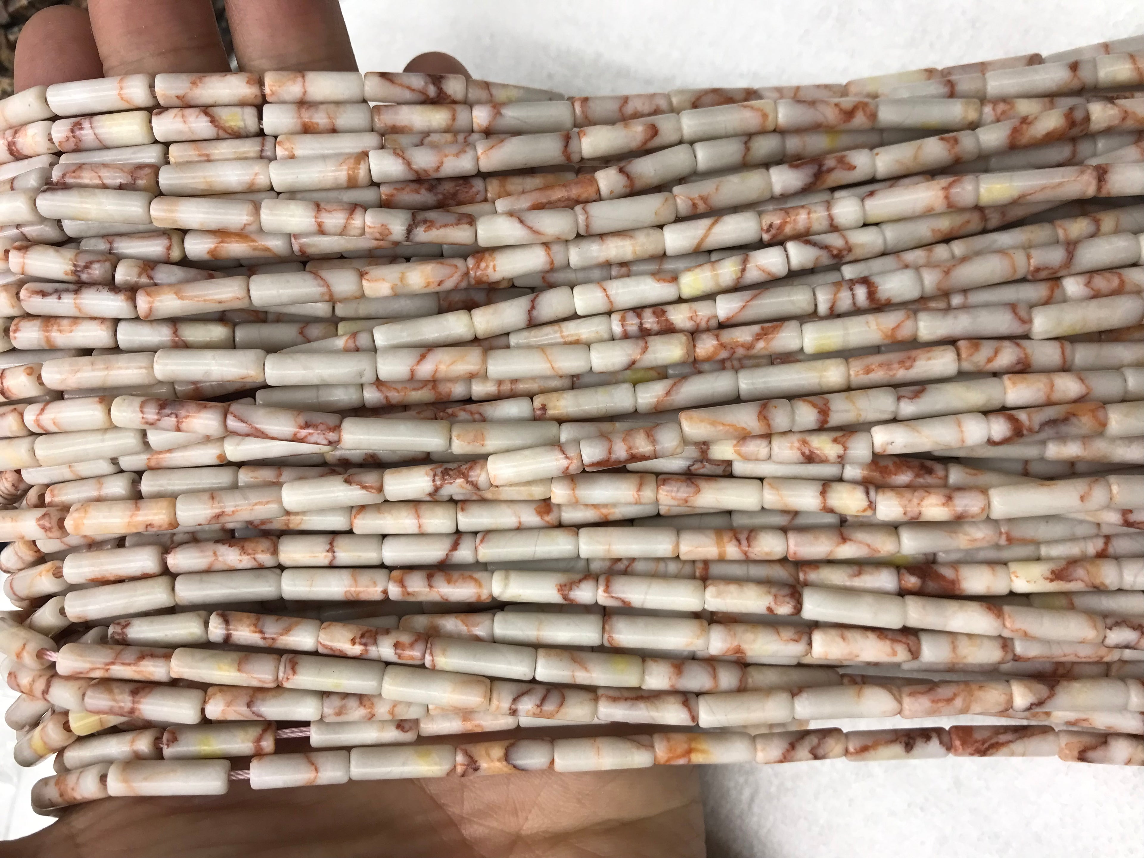 Red Zebra Jasper 4x13mm Column Gemstone Loose Tube Beads 15 inches Strand Materials For Jewelry Bracelet Necklace Handmaking Wholesale