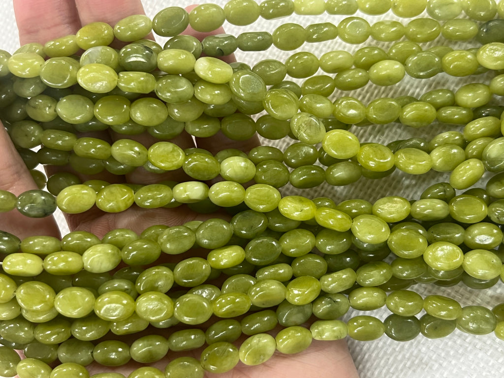 South Green Jade 6x8mm Oval Gemstone Loose Beads 15 Inch Strand for Jewelry Making — DIY Bracelet Necklace Supplies for Beaders, Crafters  & Wholesale Buyers