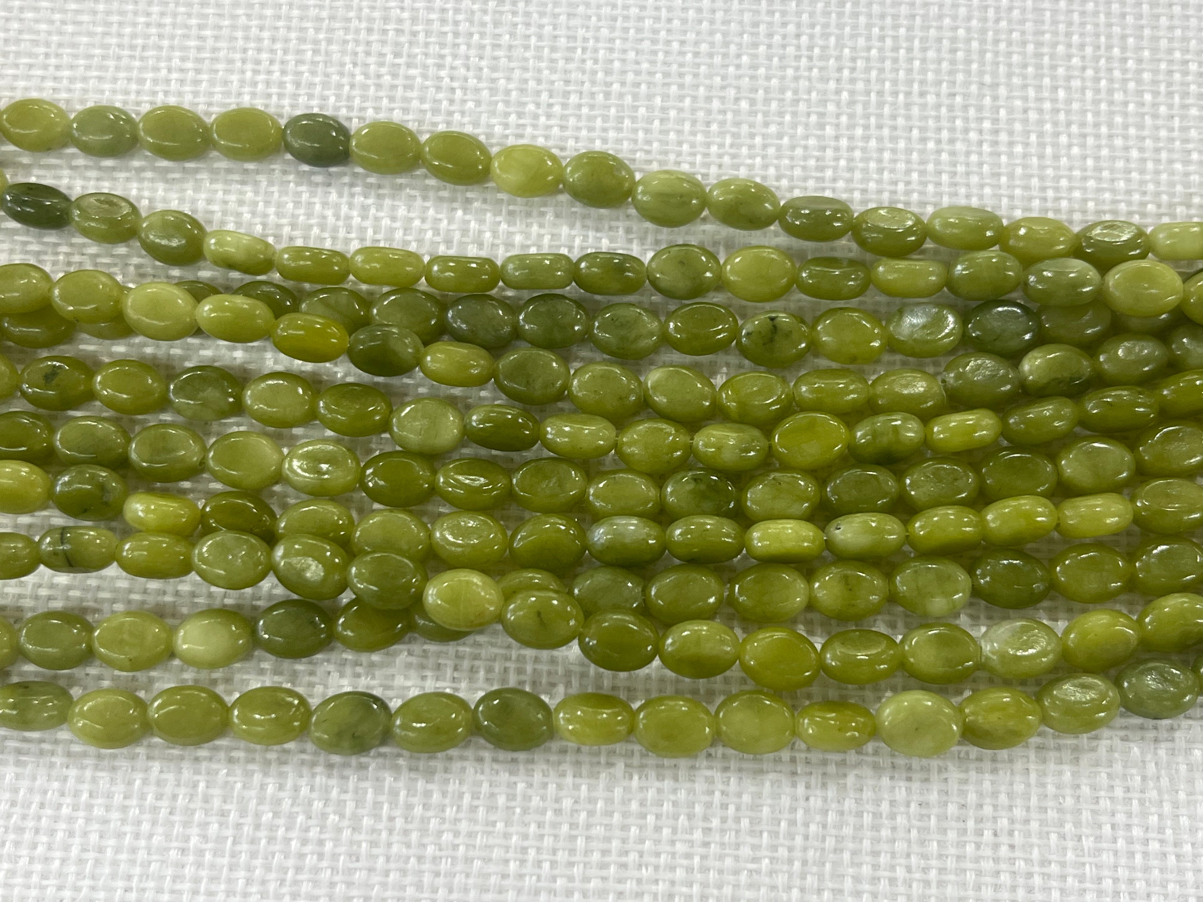 South Green Jade 6x8mm Oval Gemstone Loose Beads 15 Inch Strand for Jewelry Making — DIY Bracelet Necklace Supplies for Beaders, Crafters  & Wholesale Buyers