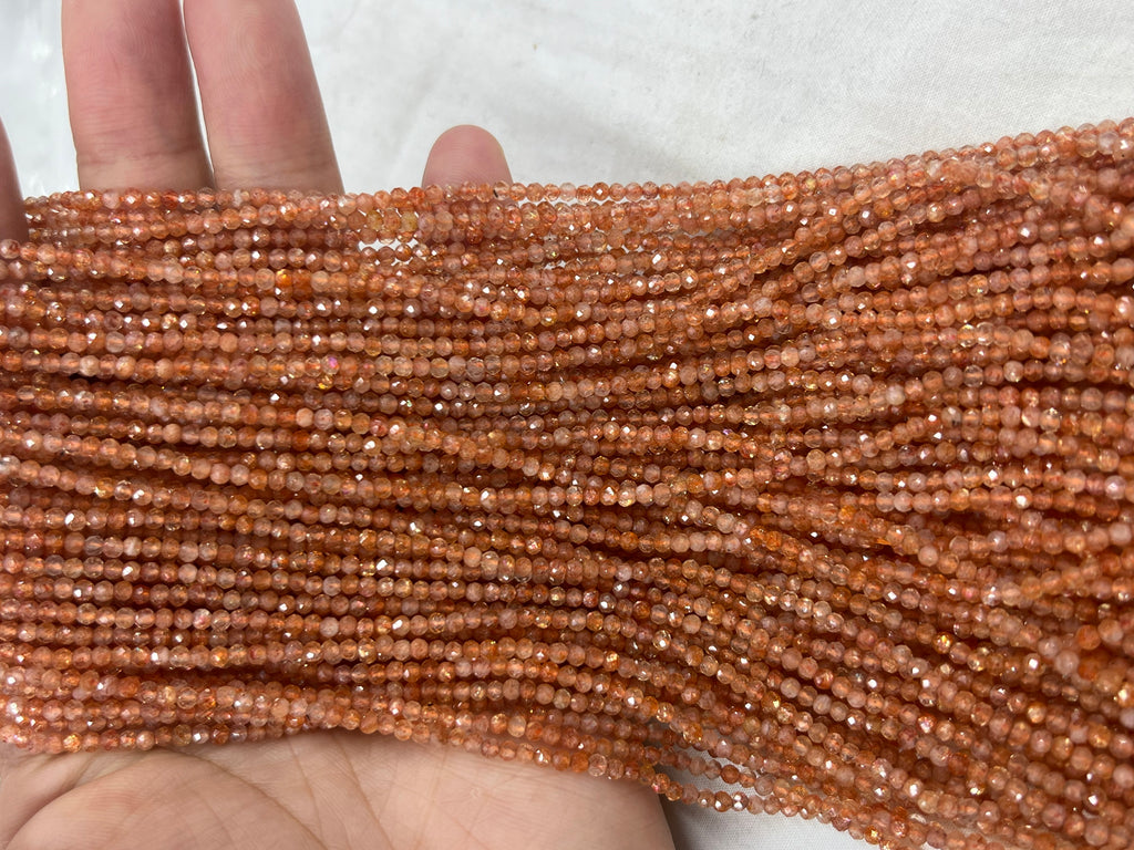 Orange Sunstone 2-3mm Faceted Round Gemstone Loose Beads 15 Inch Strand for Jewelry Making — DIY Bracelet Necklace Supplies for Beaders, Crafters  & Wholesale Buyers