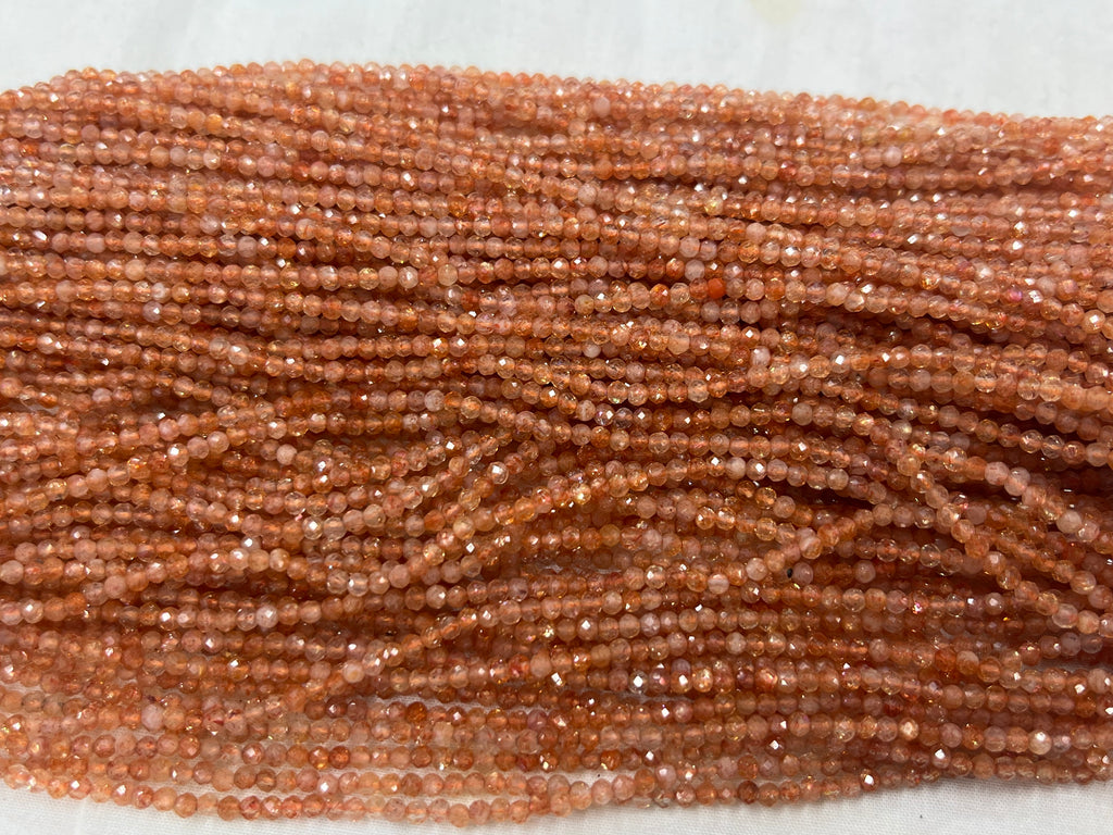 Orange Sunstone 2-3mm Faceted Round Gemstone Loose Beads 15 Inch Strand for Jewelry Making — DIY Bracelet Necklace Supplies for Beaders, Crafters  & Wholesale Buyers
