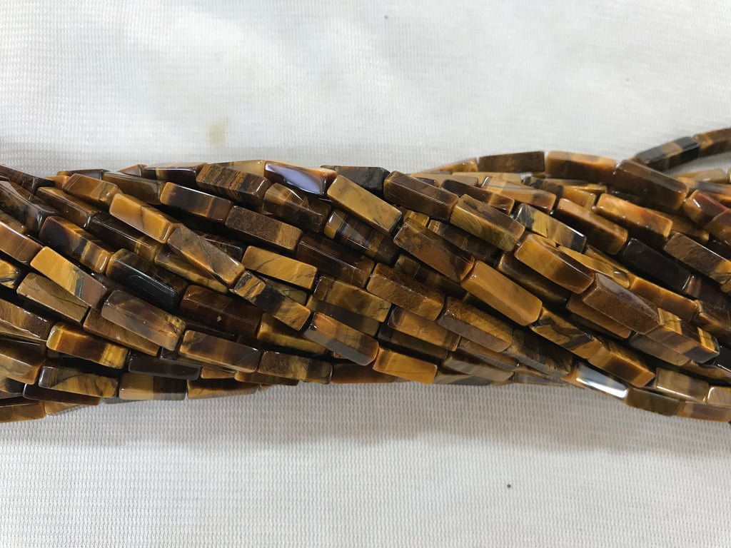 Brown Tiger Eyes 4x13mm Cuboid Gemstone Loose Tube Beads 15 inches