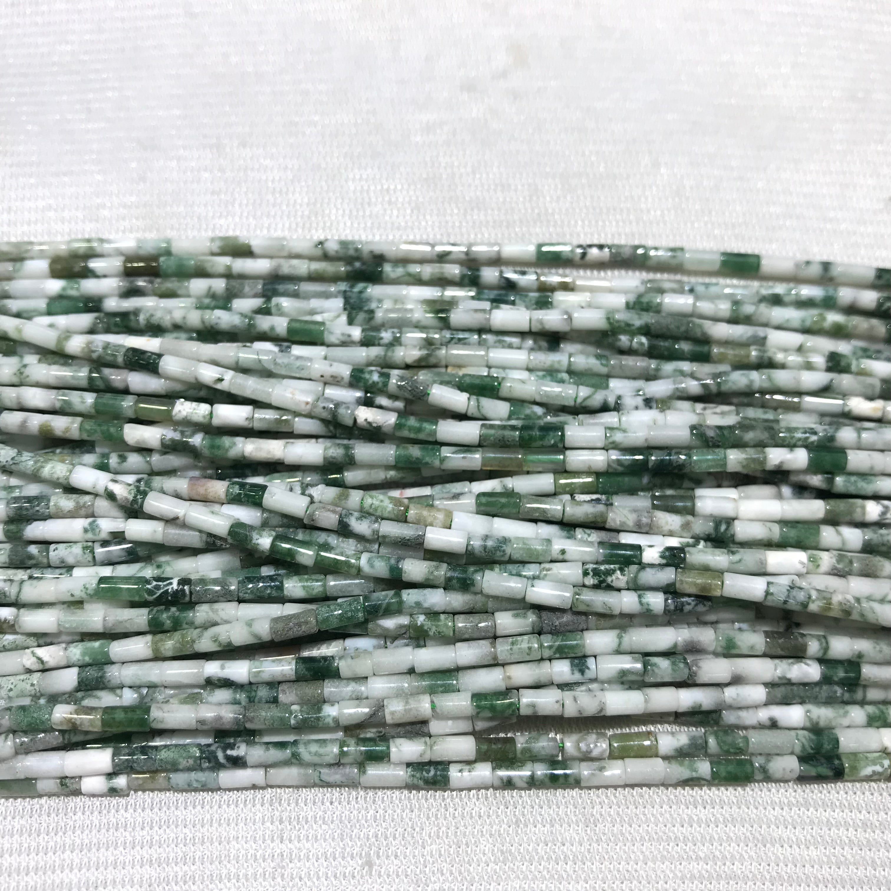 Tree Agate 2x4mm Column Gemstone Loose Tube Beads 15 inches