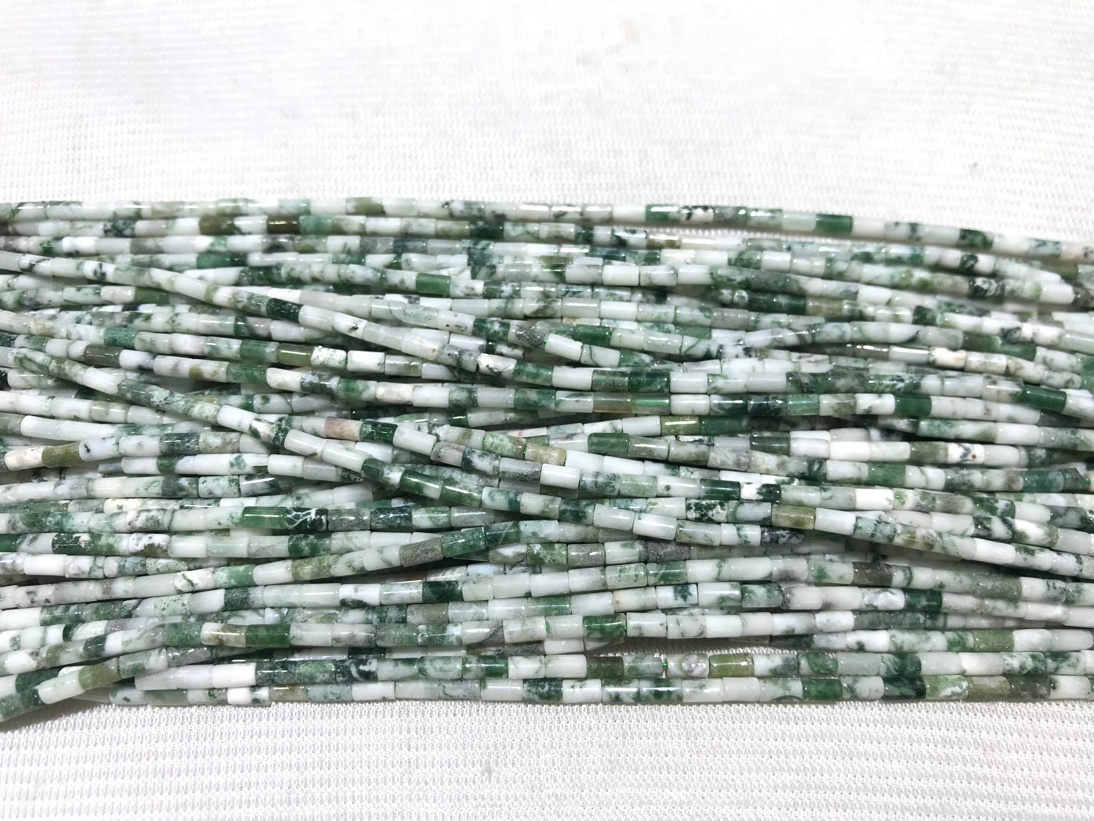 Tree Agate 2x4mm Column Gemstone Loose Tube Beads 15 inches