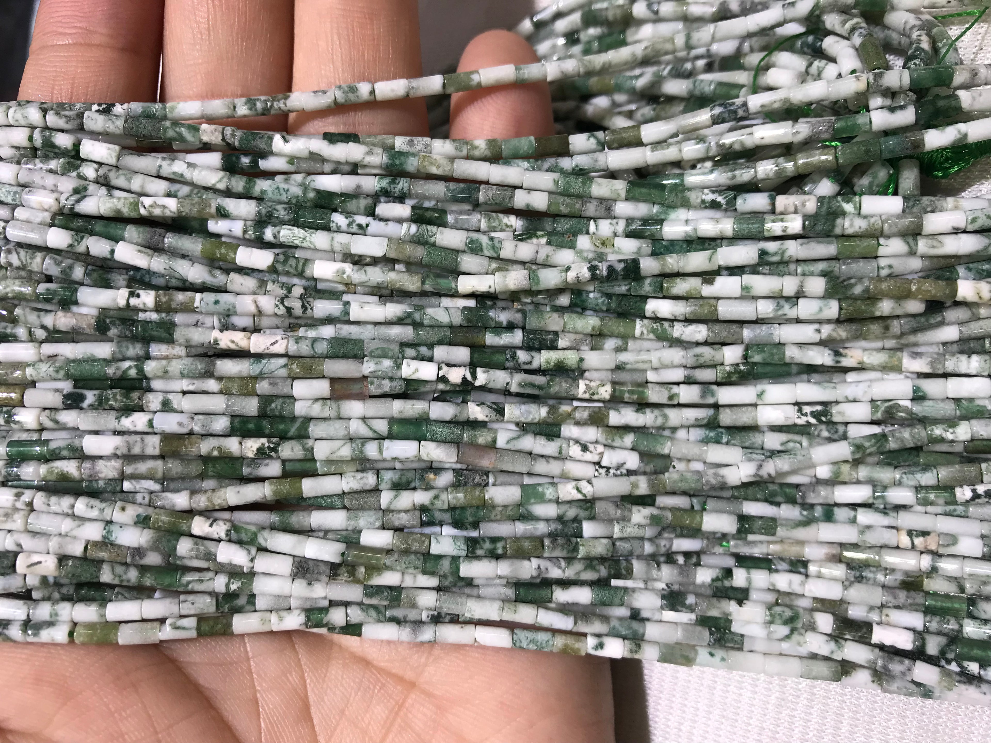 Tree Agate 2x4mm Column Gemstone Loose Tube Beads 15 inches