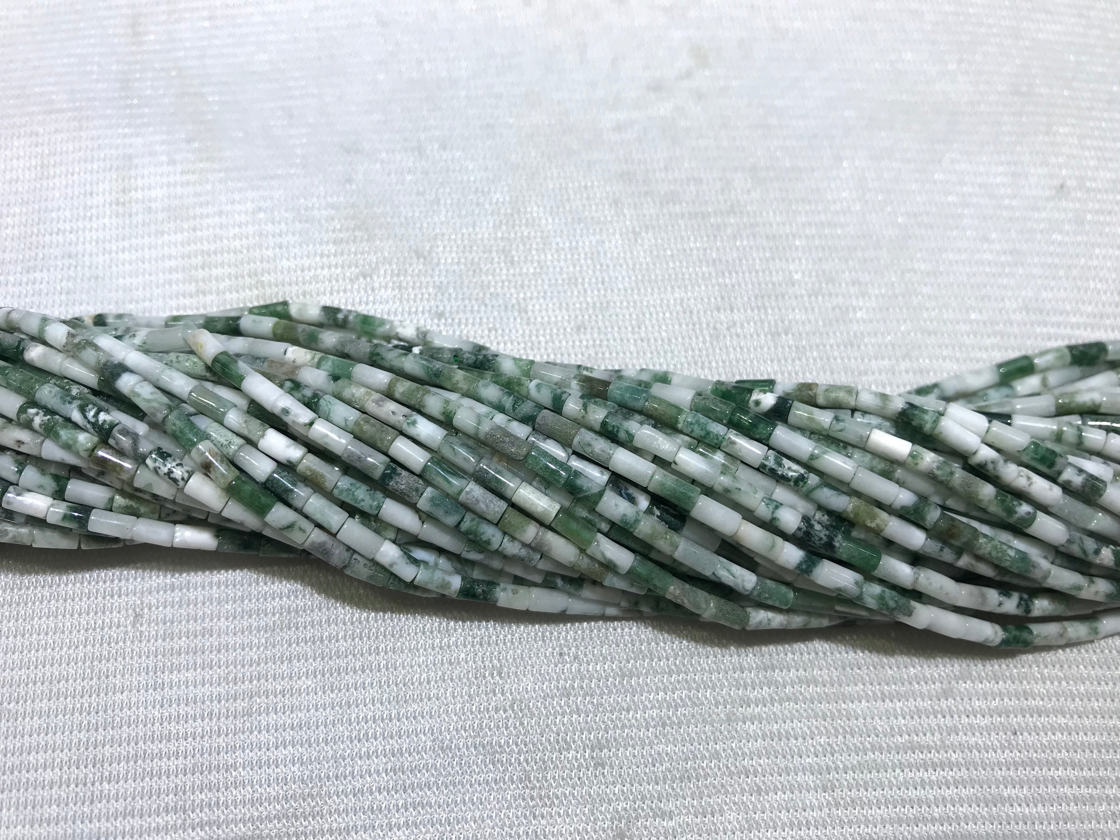 Tree Agate 2x4mm Column Gemstone Loose Tube Beads 15 inches
