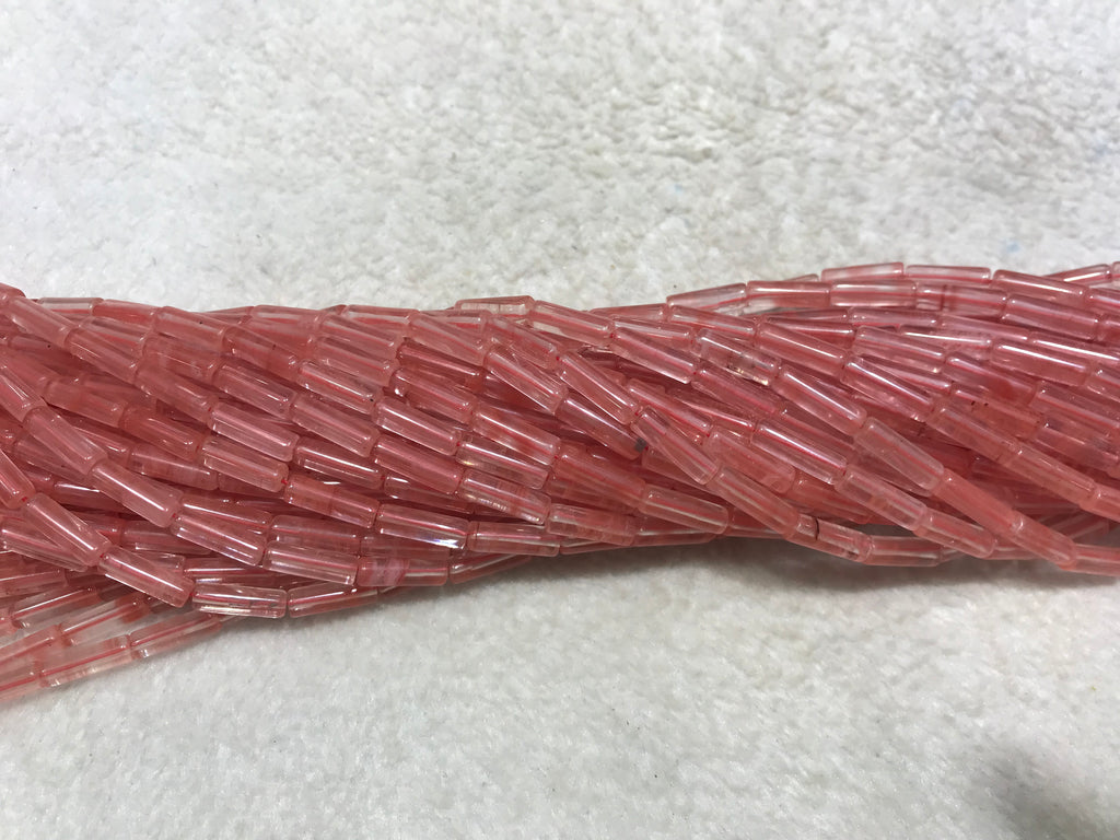 Watermelon Red Quartz 4x13mm Column Gemstone Loose Tube Beads 15 inches