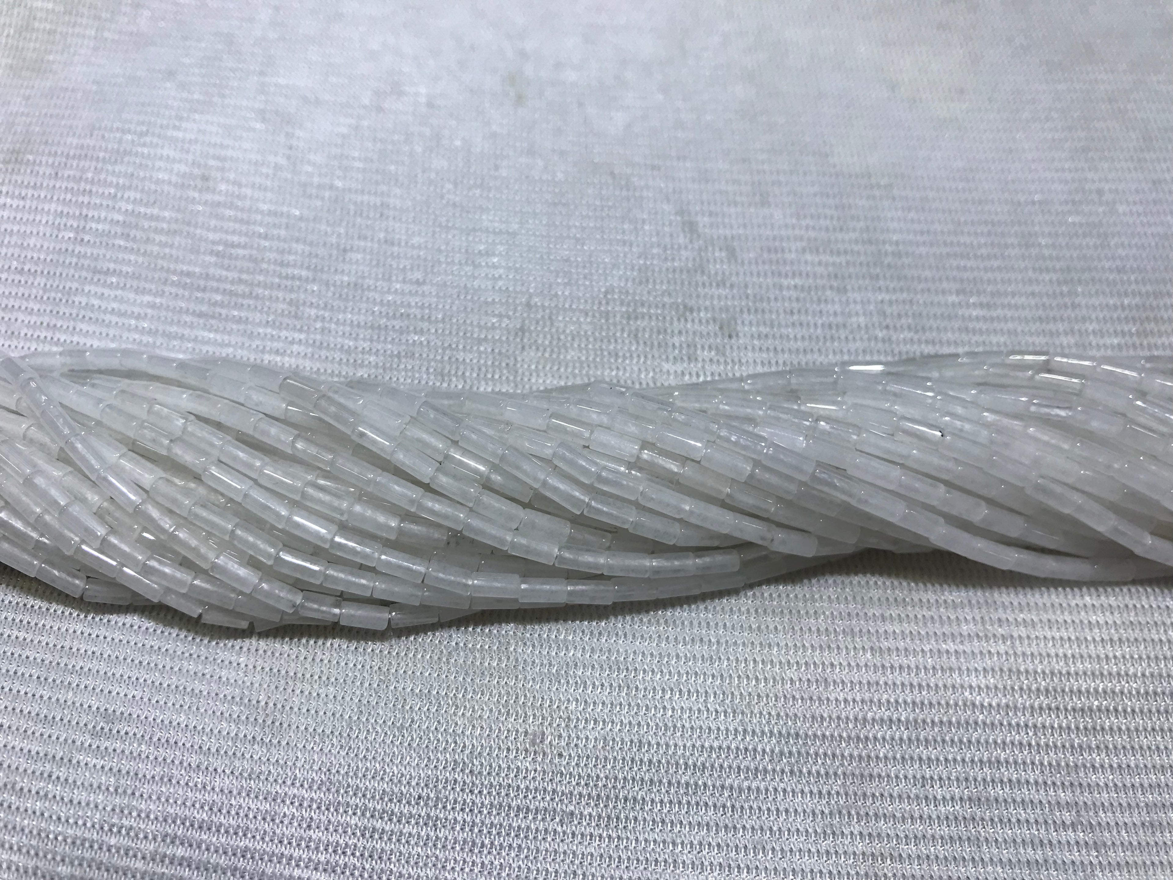 White Jade 2x4mm Column Gemstone Loose Tube Beads 15 inches