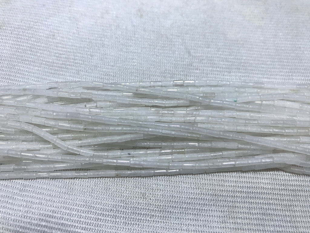 White Jade 2x4mm Column Gemstone Loose Tube Beads 15 inches