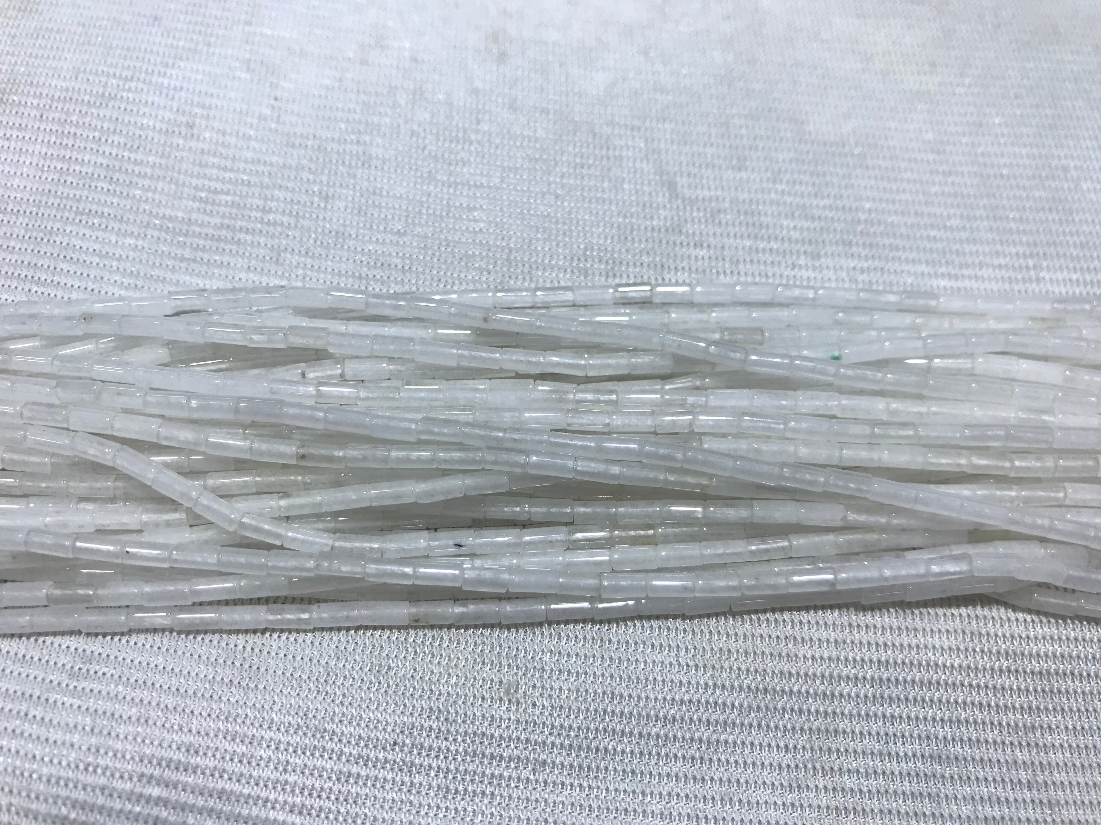 White Jade 2x4mm Column Gemstone Loose Tube Beads 15 inches