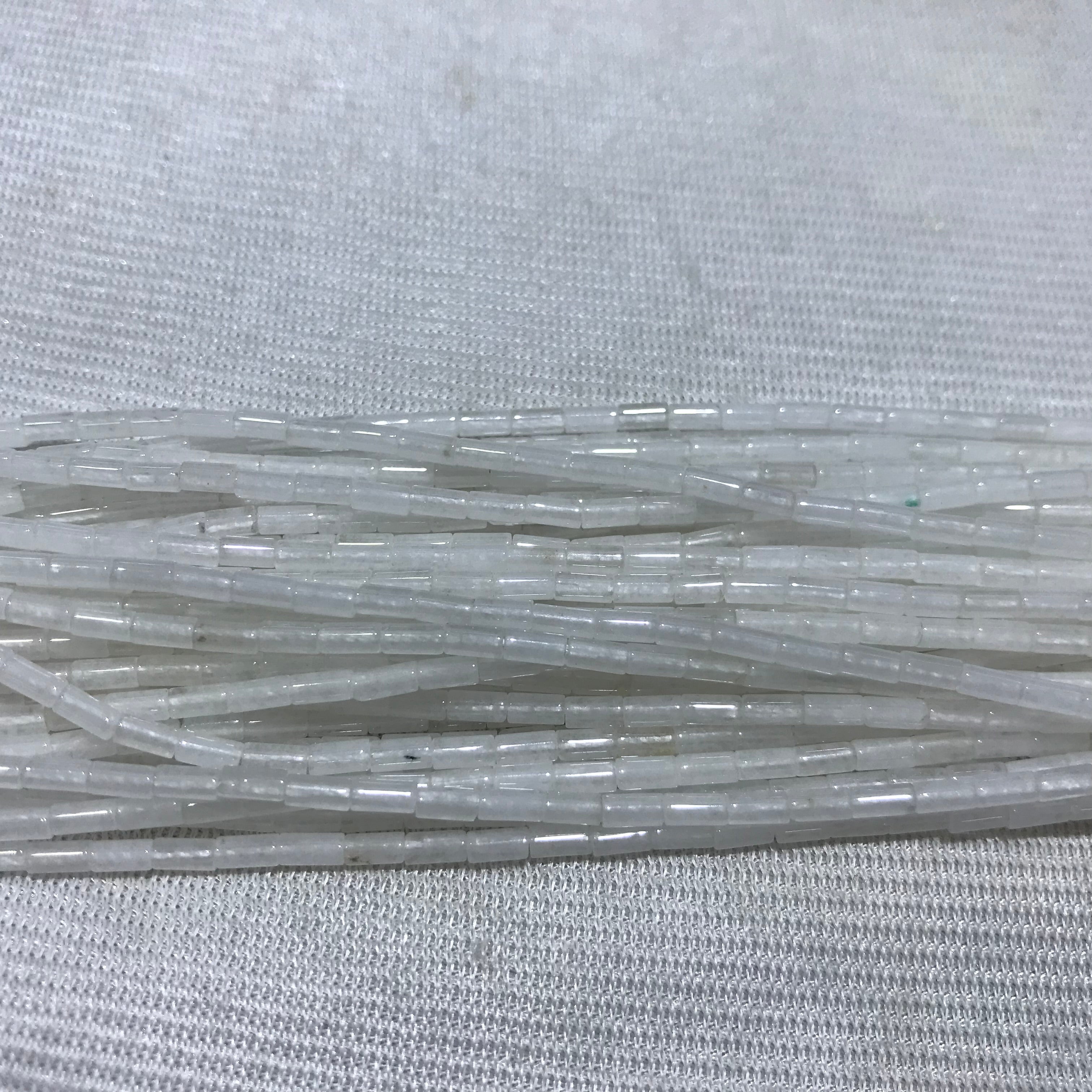 White Jade 2x4mm Column Gemstone Loose Tube Beads 15 inches