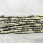 Black Line Yellow Turquoise 4x13mm Column Gemstone Loose Tube Beads 15 inches